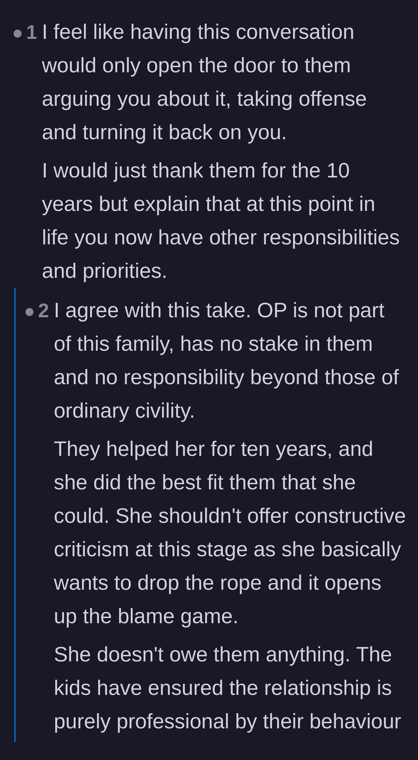 Comment thread 4 - Warnings that giving constructive criticism will only lead to defensive arguments, blaming, and unnecessary conflict.