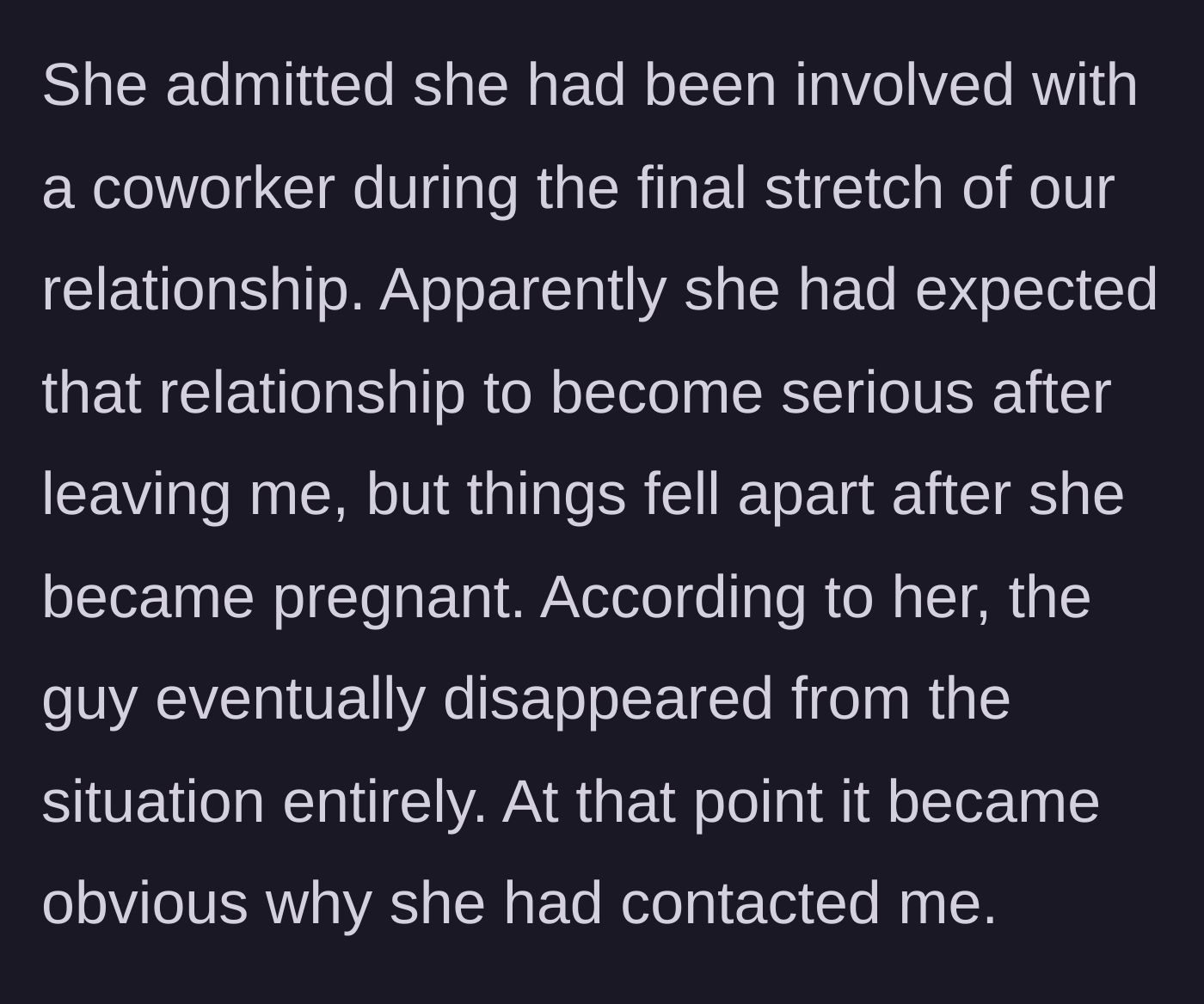 Story part 10 - Confessing to the affair and the coworker's abandonment.