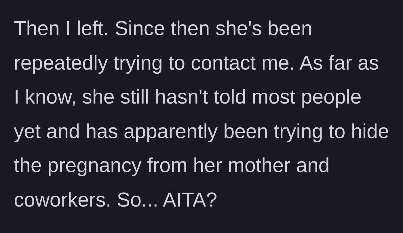 Story part 12 - Walking away for good as she desperately tries to hide her situation.