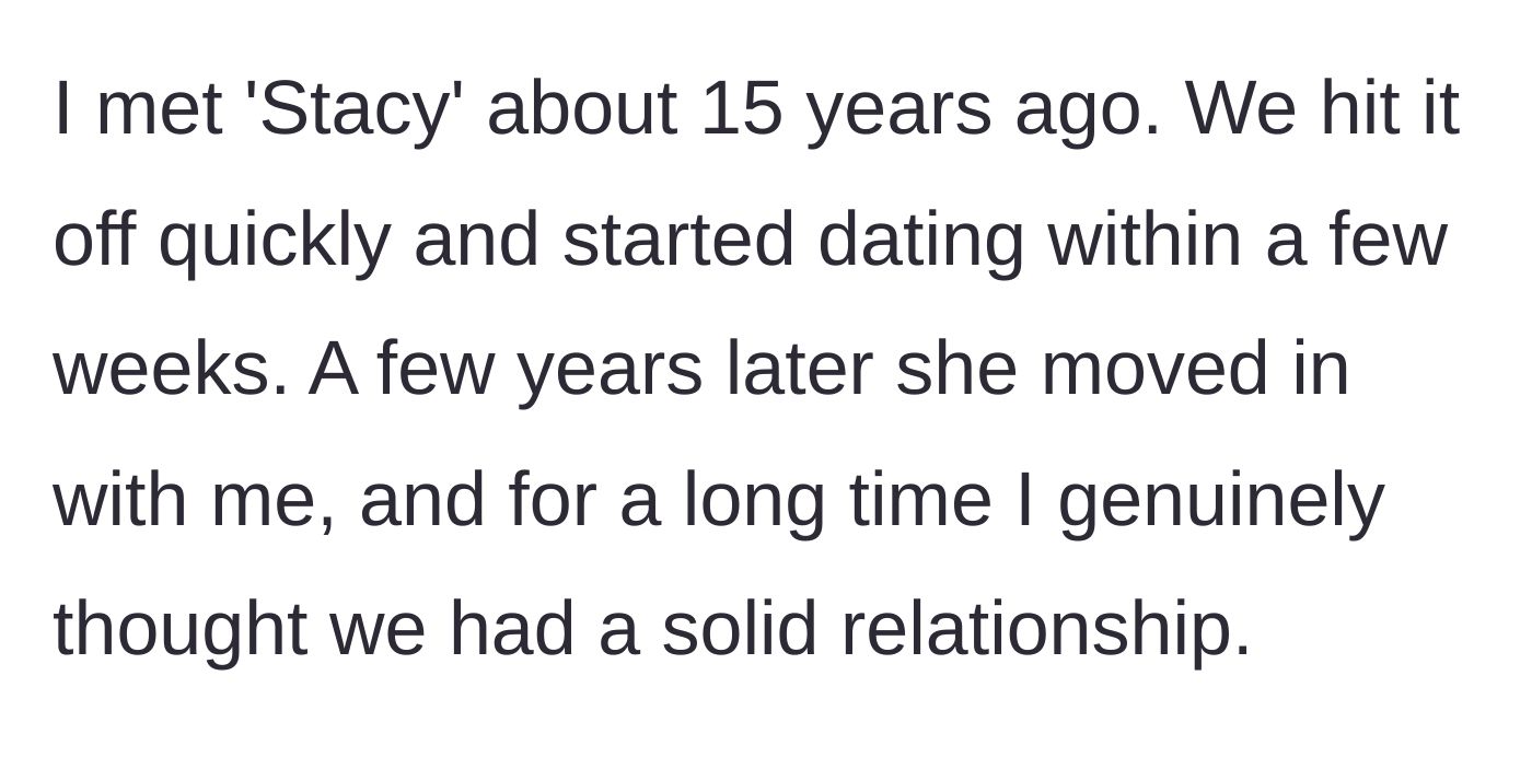 Story part 1 - Meeting Stacy and building a 15-year relationship.
