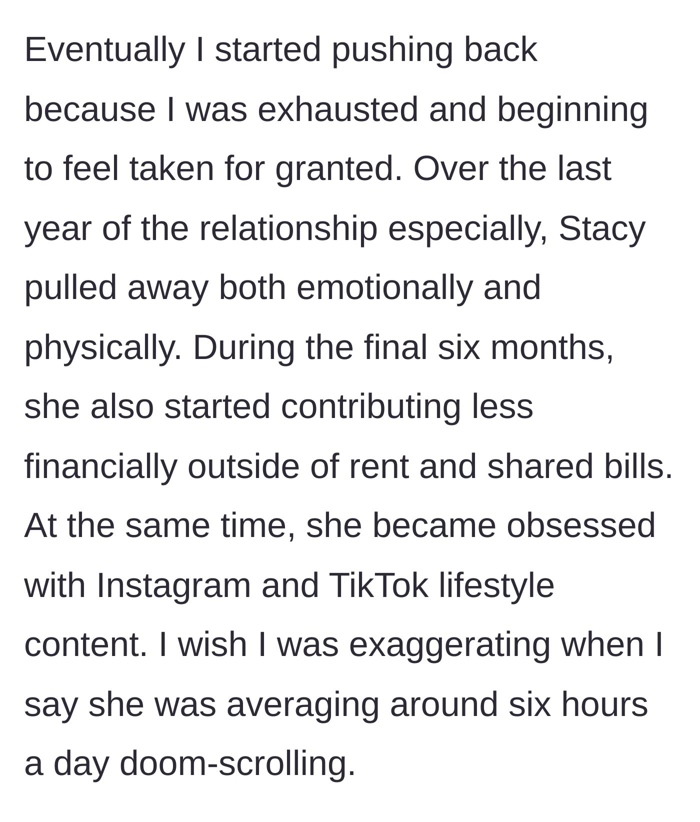 Story part 5 - Pushing back against the exhaustion and Stacy's social media obsession.