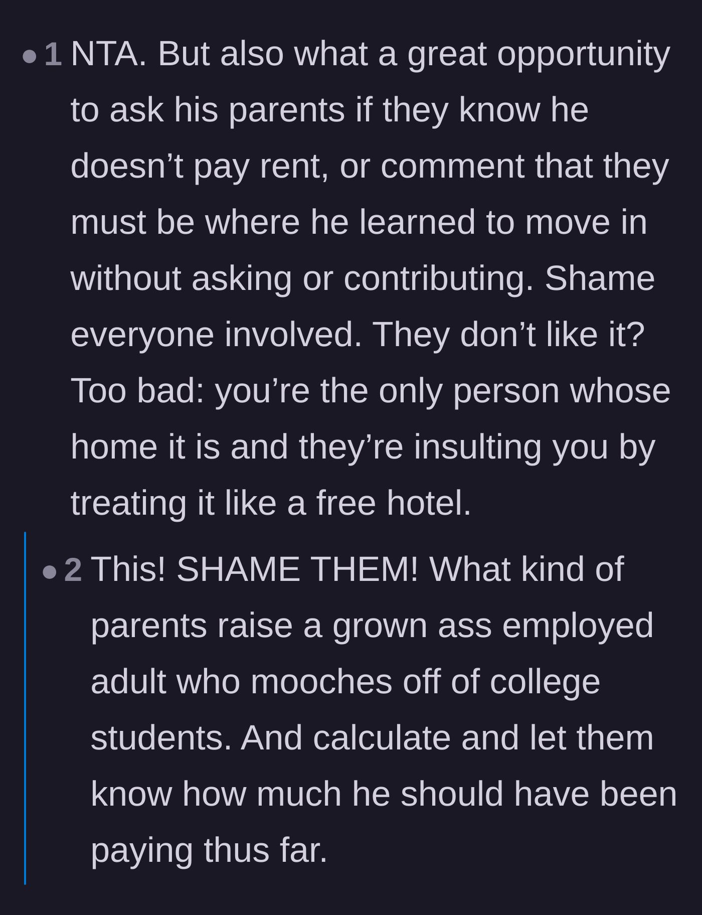 Comment thread 1 - Readers brainstorm petty ways to shame the boyfriend, including changing the WiFi password to demand rent.