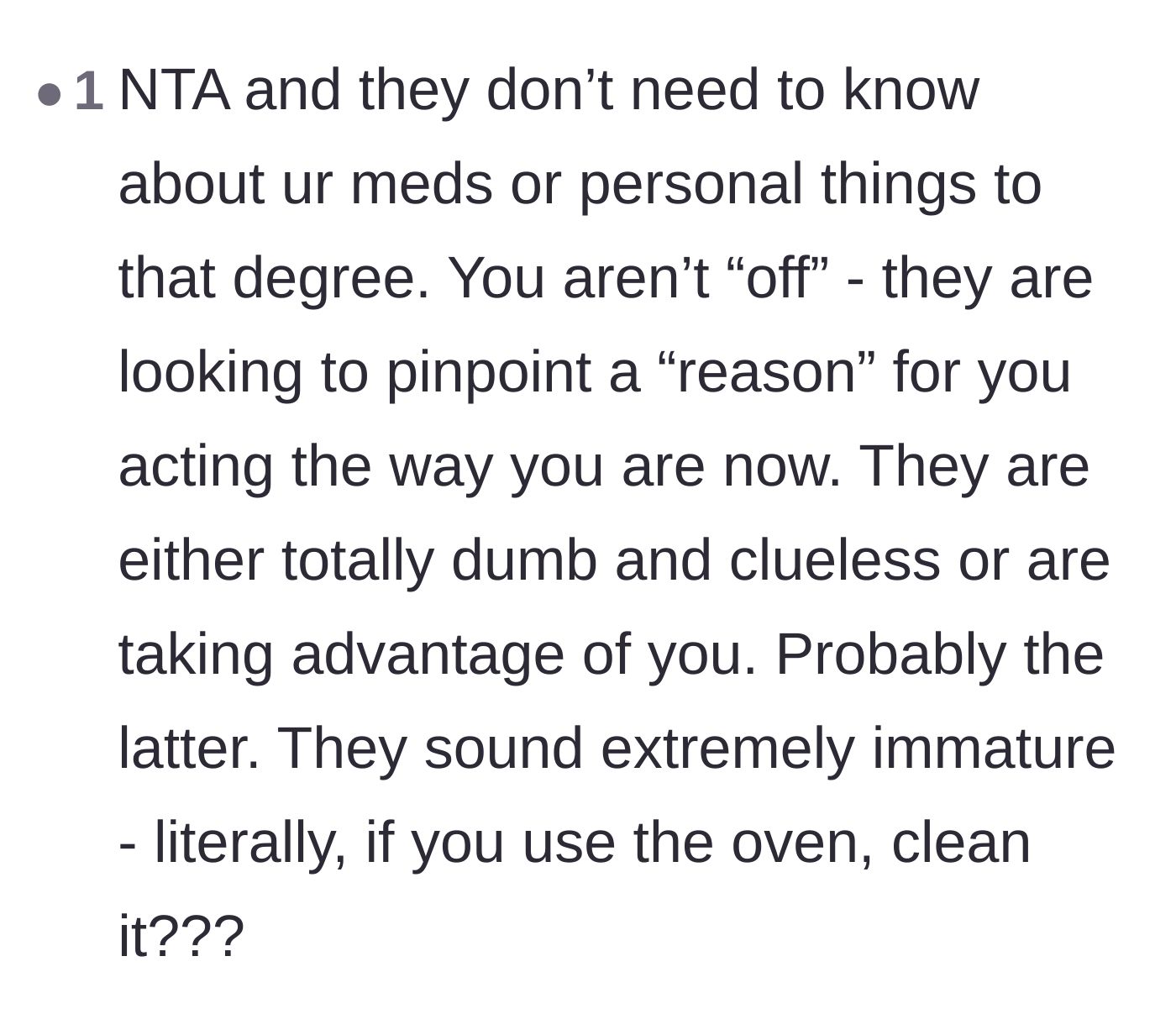 Comment thread 6 - Pointing out that the roommates were just digging for a fake excuse to explain why the main character stopped cleaning up after them.