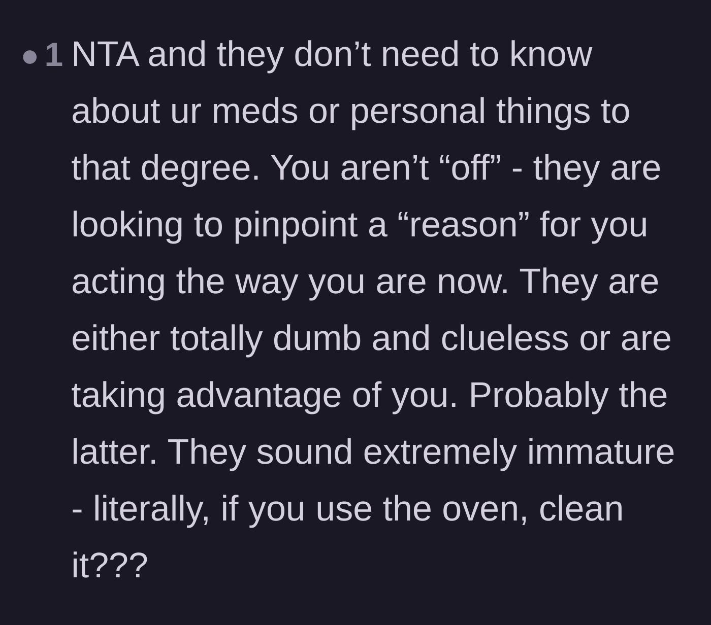 Comment thread 6 - Pointing out that the roommates were just digging for a fake excuse to explain why the main character stopped cleaning up after them.
