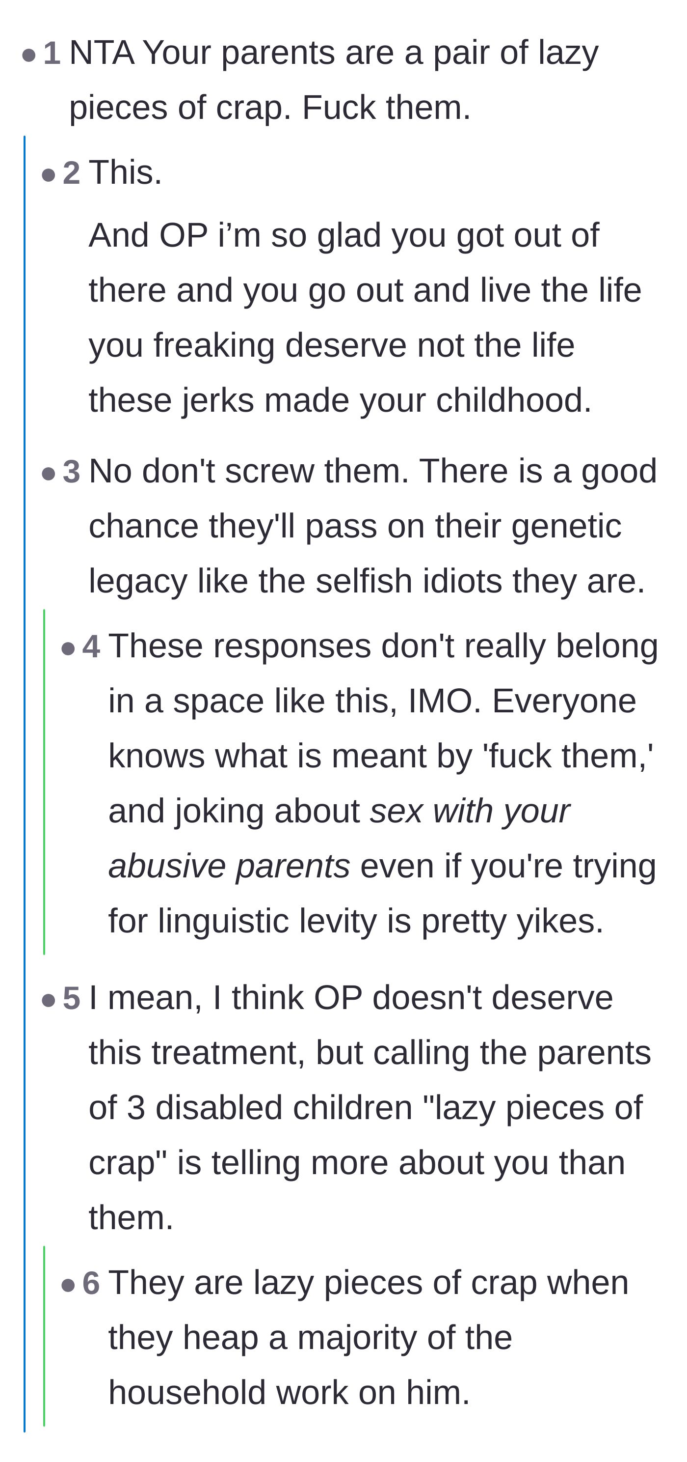 Comment thread 2 - A fiery debate among commenters about whether the parents are abusive or just completely overwhelmed by caring for three disabled children.