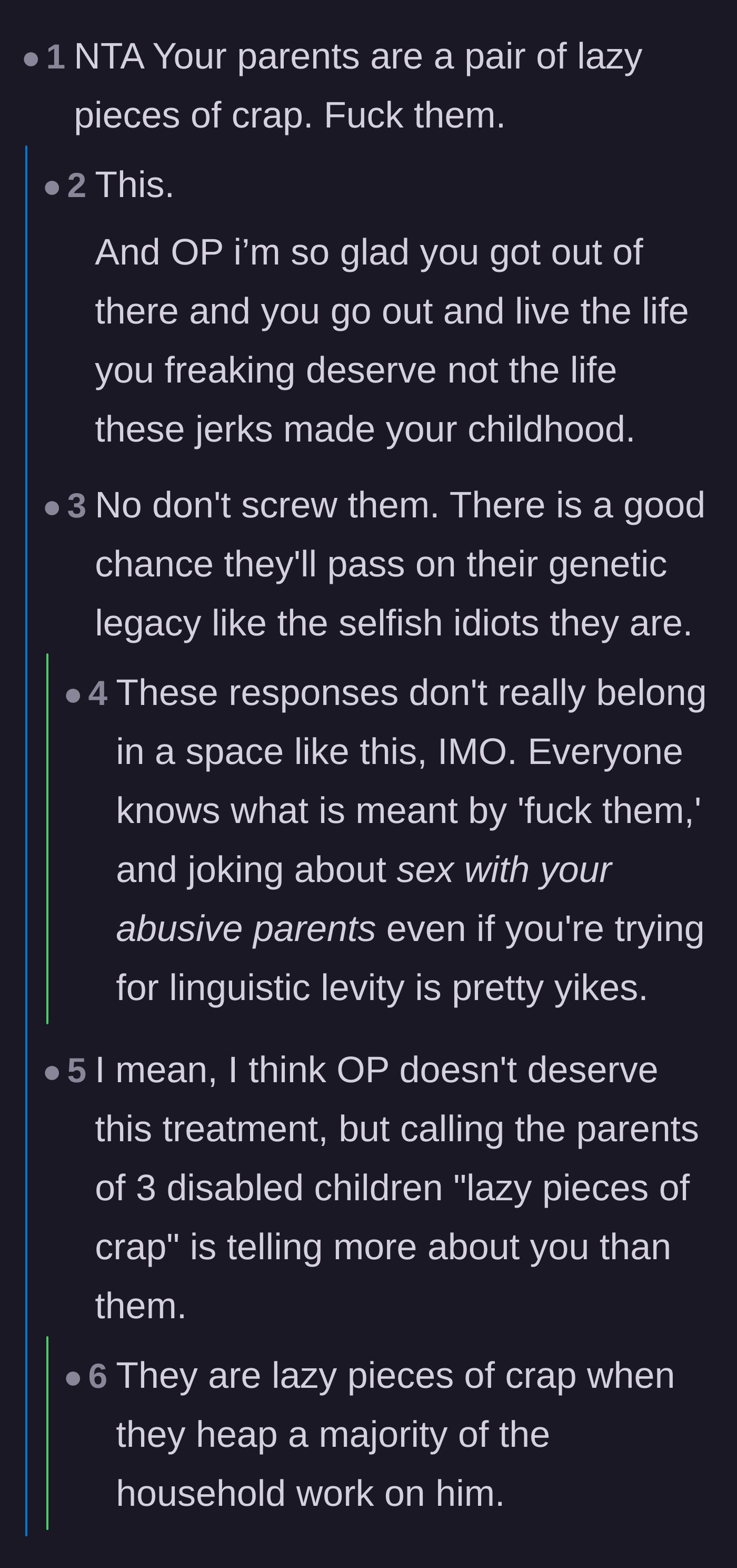 Comment thread 2 - A fiery debate among commenters about whether the parents are abusive or just completely overwhelmed by caring for three disabled children.