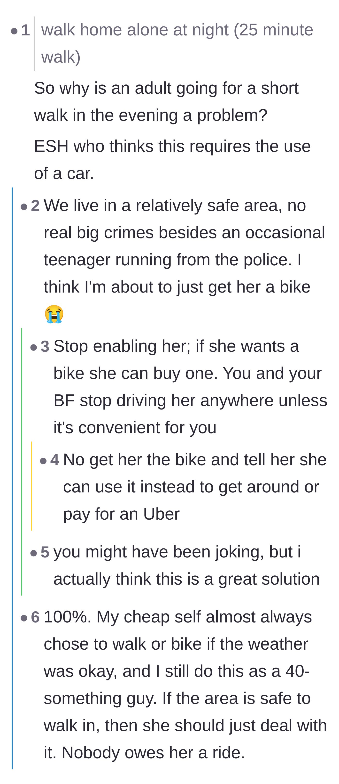 Comment thread 4 - A reality check about how a 25-minute walk is completely reasonable for a healthy young adult
