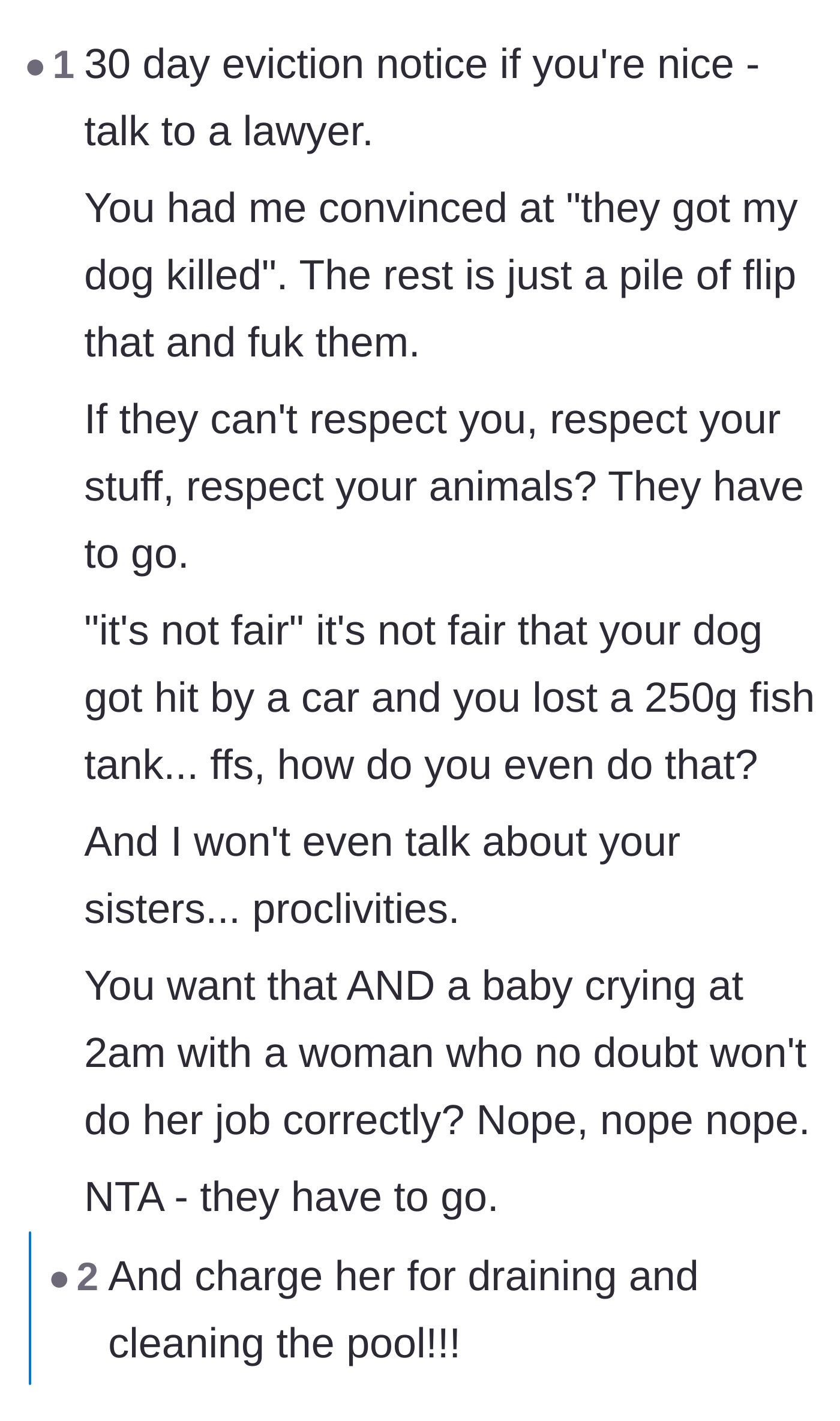 Comment thread 4 - A deep dive into the specific traumatic events and how to execute a 30-day eviction notice.