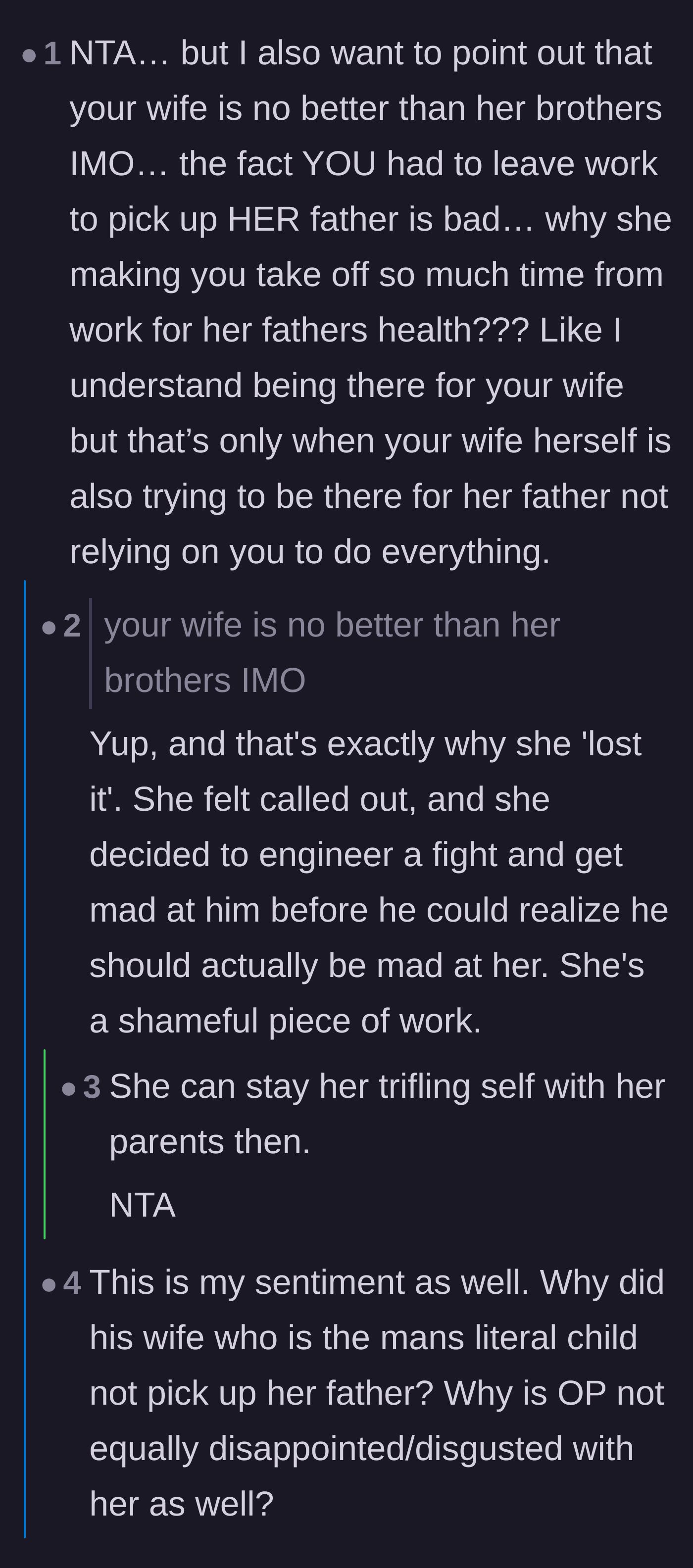 Comment thread 1 - Readers call out the wife for being just as negligent as her brothers and deflecting her guilt by getting angry.