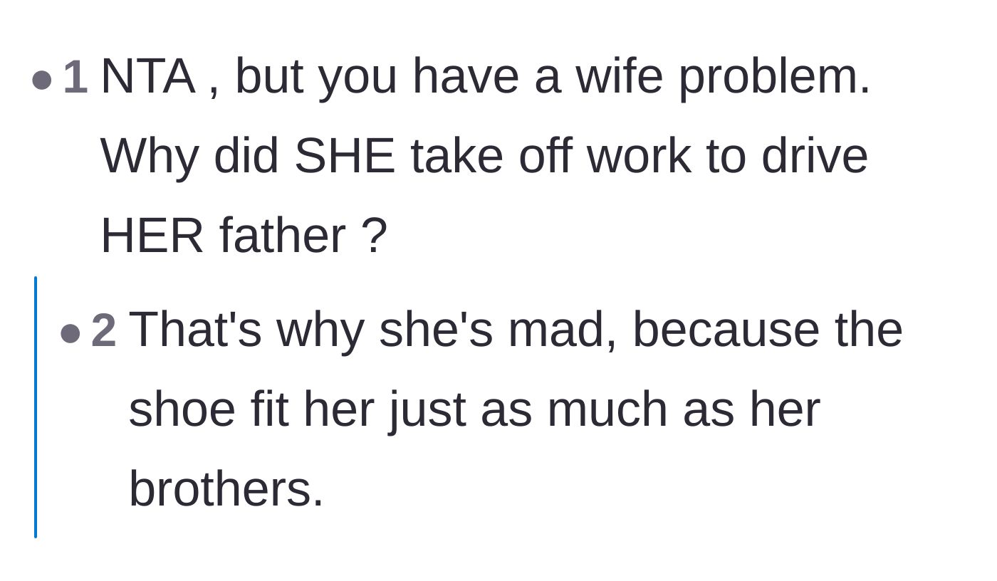 Comment thread 3 - A brief observation that the wife is angry because the husband's insult applied just as much to her.