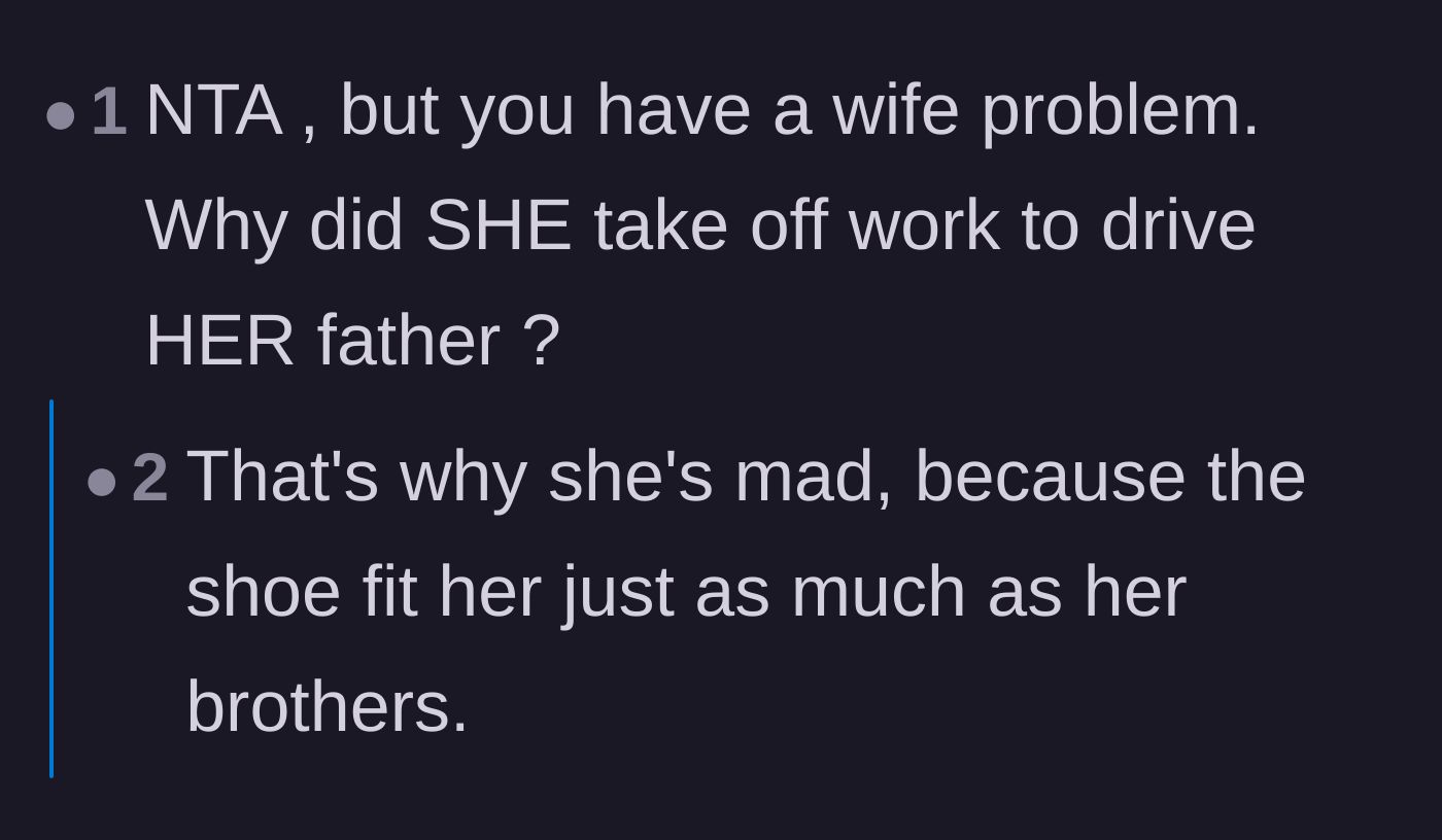 Comment thread 3 - A brief observation that the wife is angry because the husband's insult applied just as much to her.