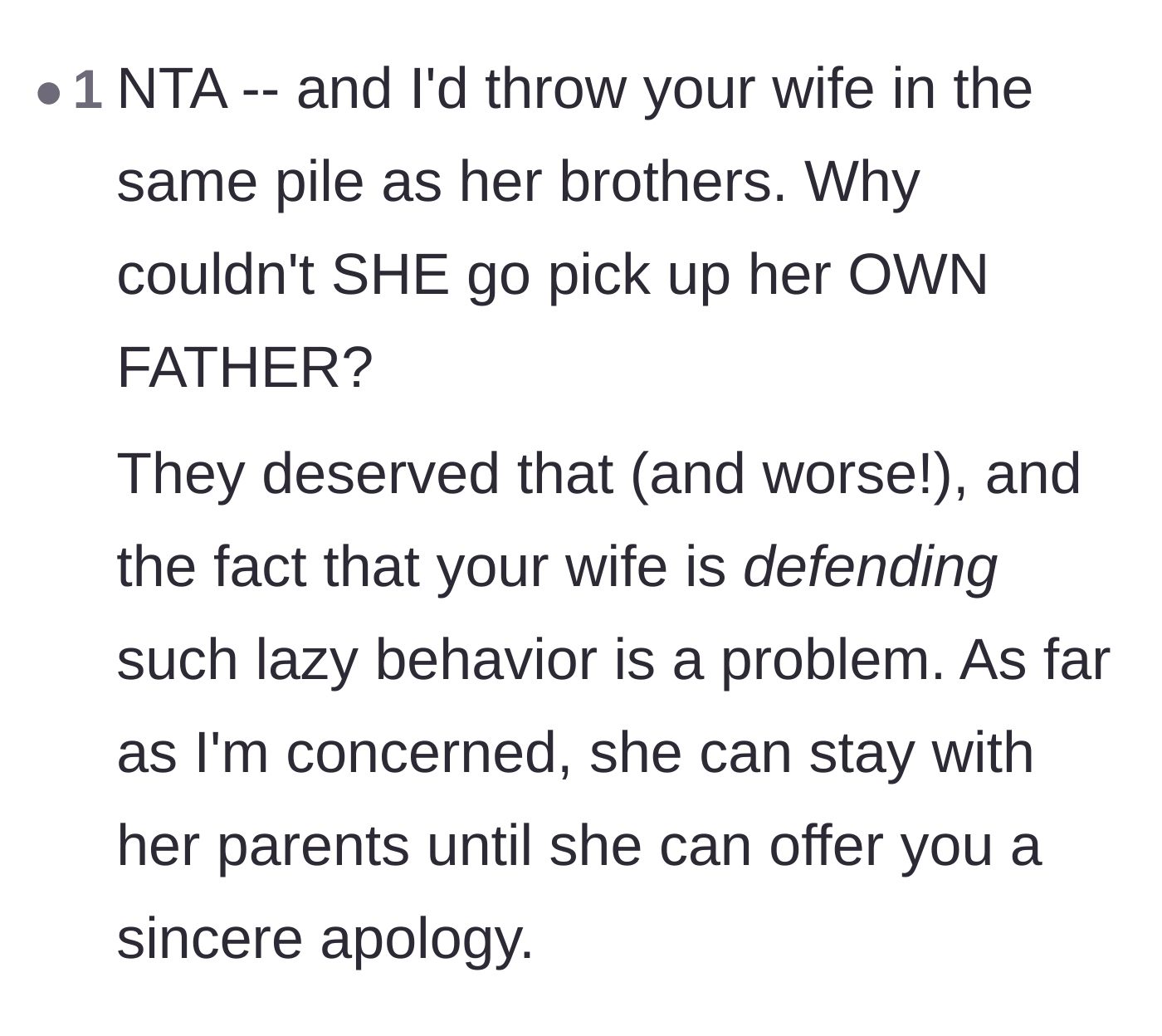 Comment thread 6 - Declarations that the wife should remain at her parents' house until she issues a genuine apology.