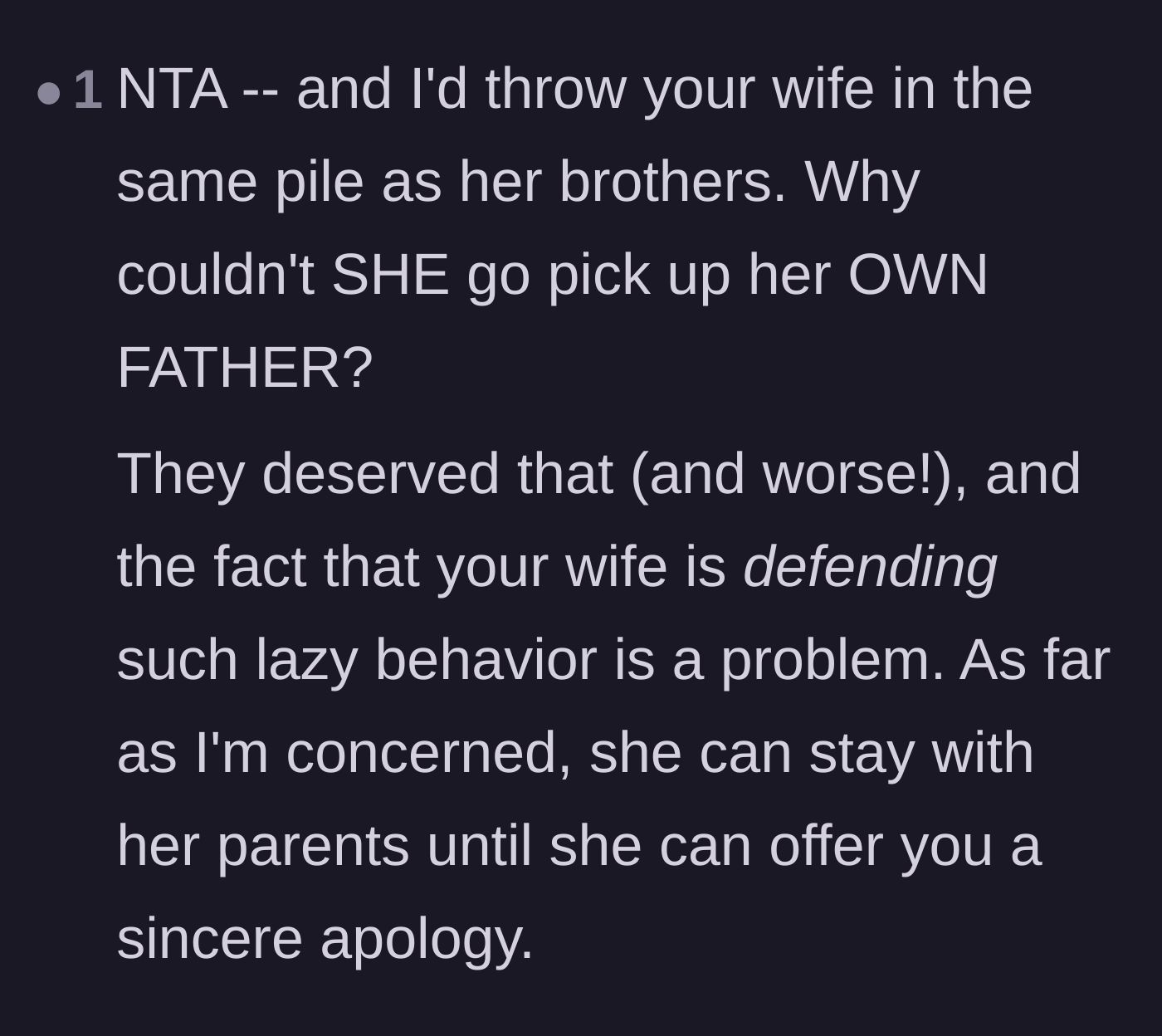 Comment thread 6 - Declarations that the wife should remain at her parents' house until she issues a genuine apology.