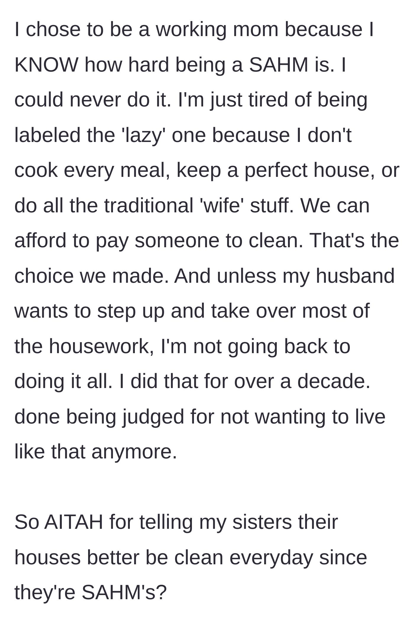 Story part 8 - A working mom refusing to go back to being the only one cleaning the house.