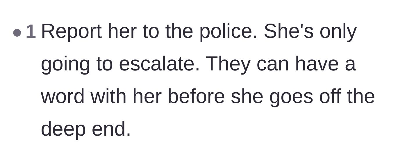 Comment thread 4 - Warning that the sister's behavior will only escalate if the brother doesn't report her.