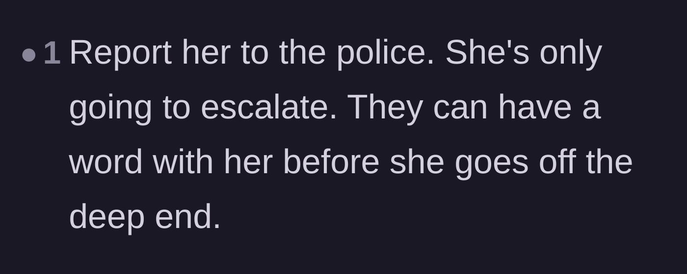 Comment thread 4 - Warning that the sister's behavior will only escalate if the brother doesn't report her.