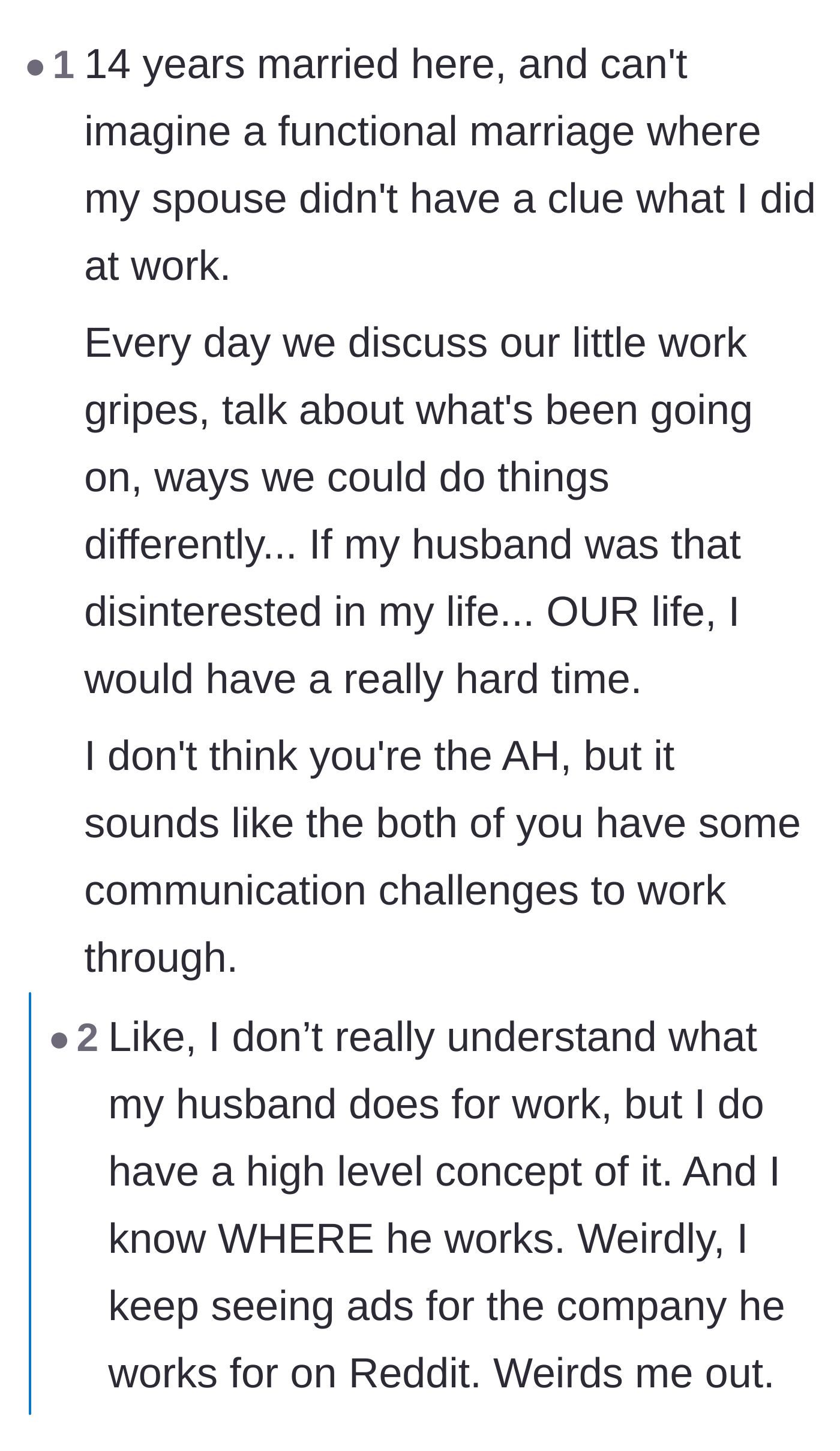 Comment thread 1 - Readers debating the massive labor imbalance of a mother working 80 hours a week between homeschooling, chores, and a part-time job.