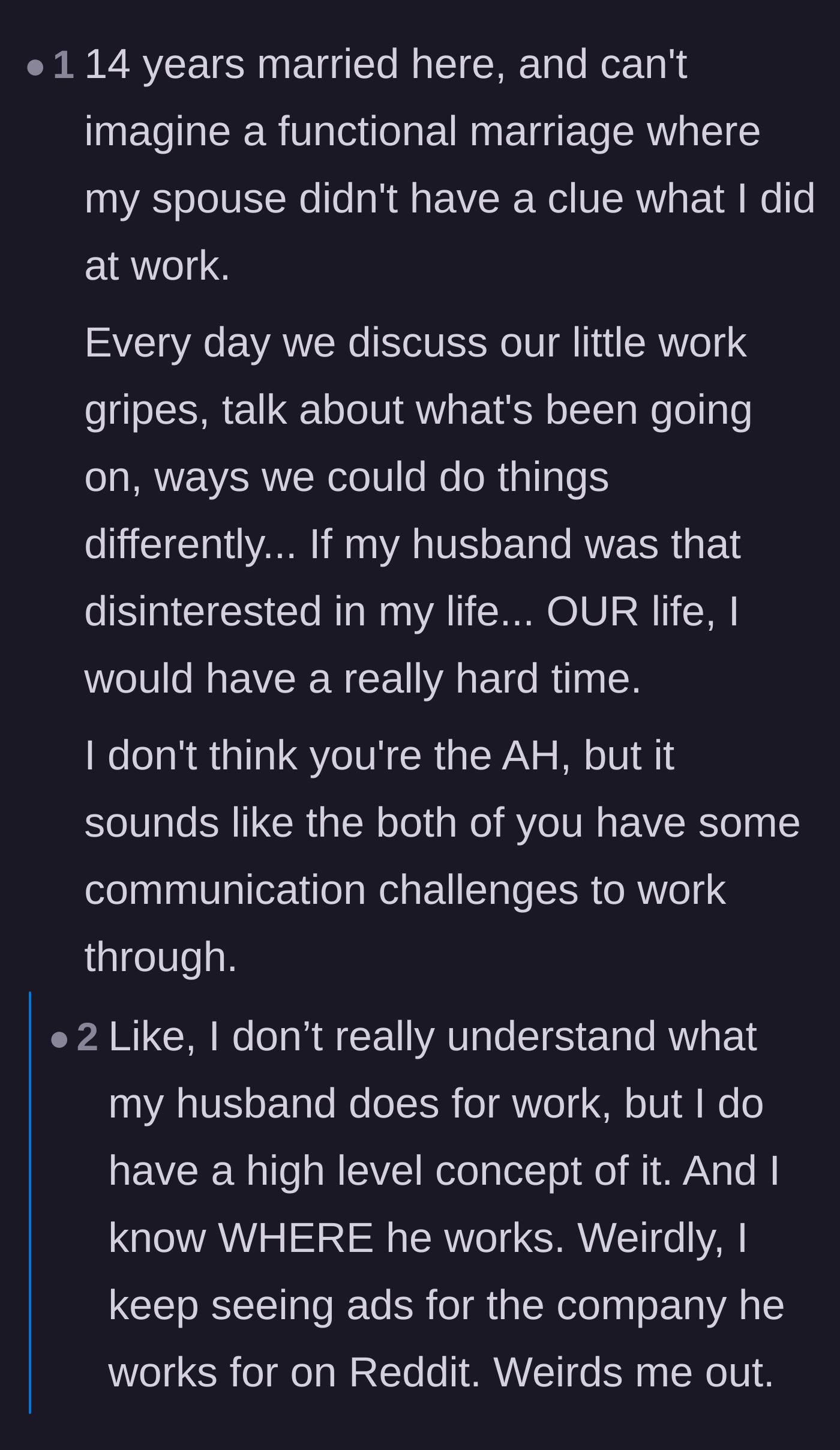 Comment thread 1 - Readers debating the massive labor imbalance of a mother working 80 hours a week between homeschooling, chores, and a part-time job.