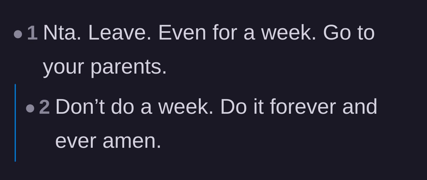 Comment thread 4 - A brief but fierce exchange urging the wife to leave her husband permanently.