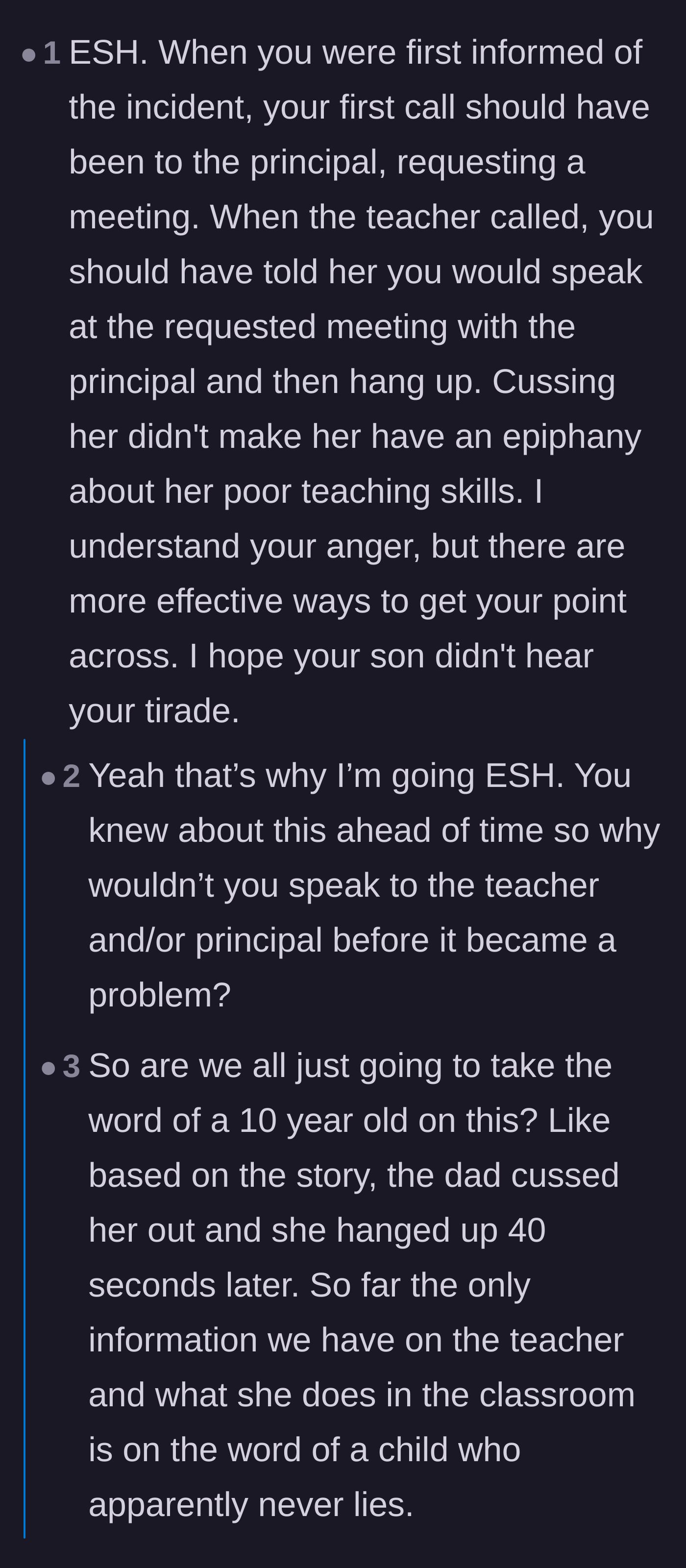 Comment thread 2 - Commenters criticize the dad for lacking adult problem-solving skills and bypassing the principal.