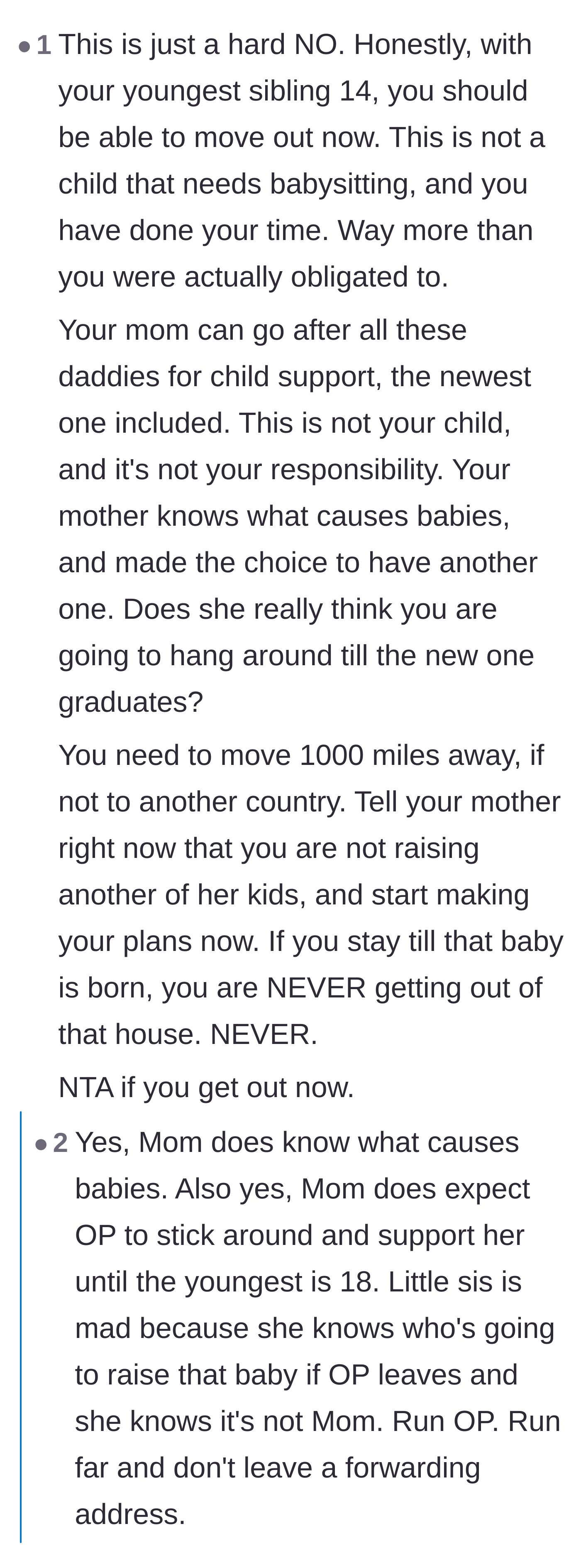 Comment thread 6 - Pointing out that the youngest sister is only angry because she knows she will have to raise the new baby.