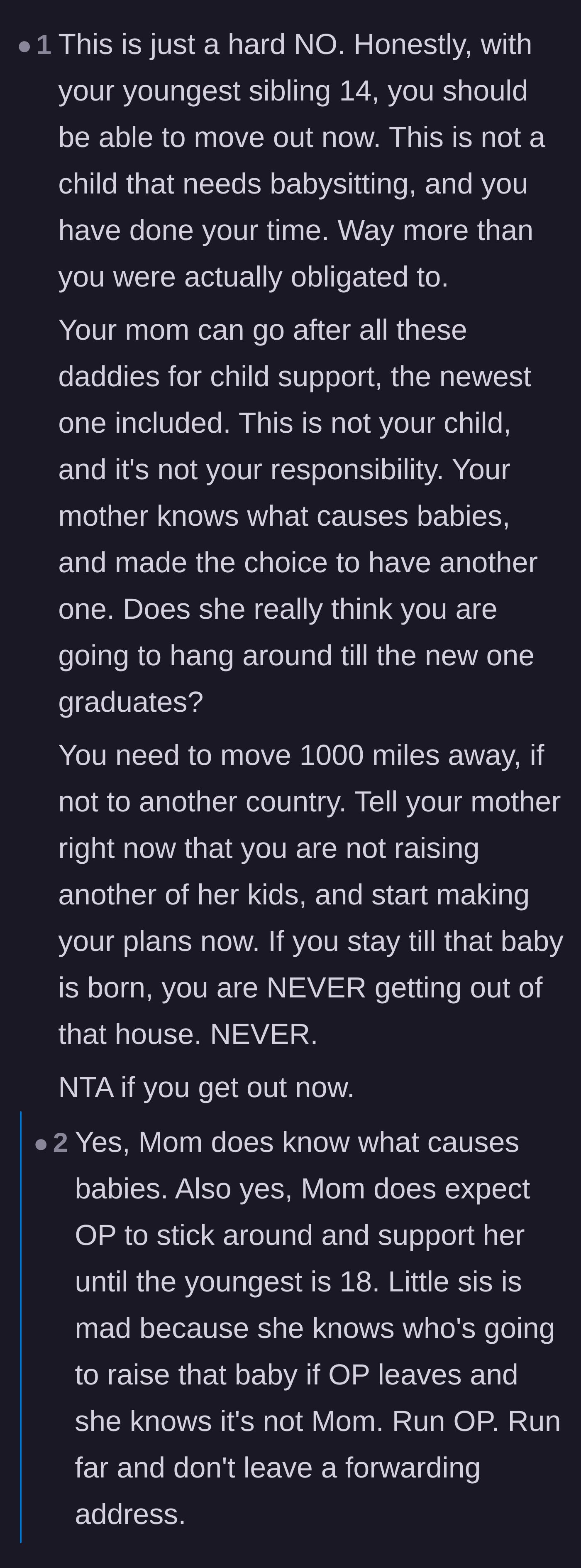 Comment thread 6 - Pointing out that the youngest sister is only angry because she knows she will have to raise the new baby.