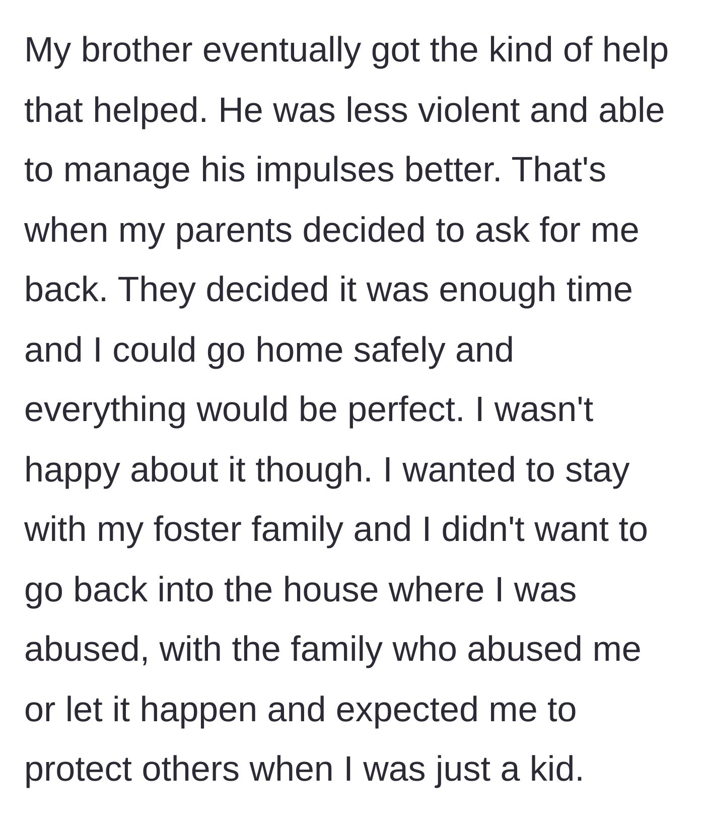 Story part 5 - The older brother receives proper medical help, prompting the biological parents to bring their younger son back home against his wishes.