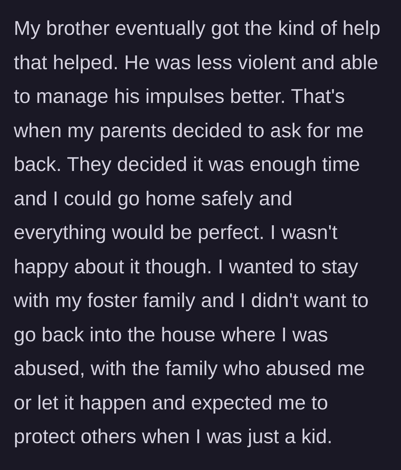 Story part 5 - The older brother receives proper medical help, prompting the biological parents to bring their younger son back home against his wishes.