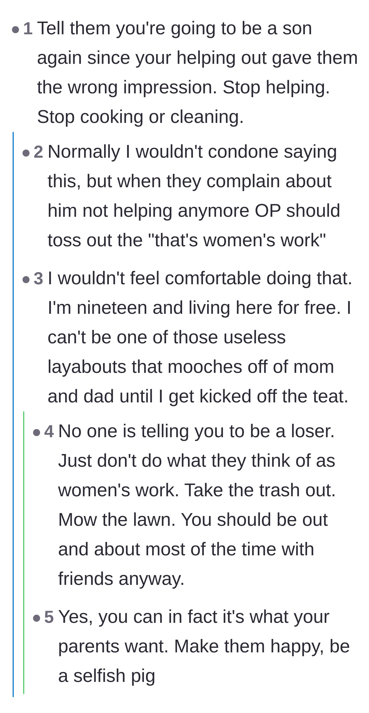 Comment thread 3 - A deeply compassionate discussion on setting boundaries, finding outside hobbies, and breaking the toxic family cycle.