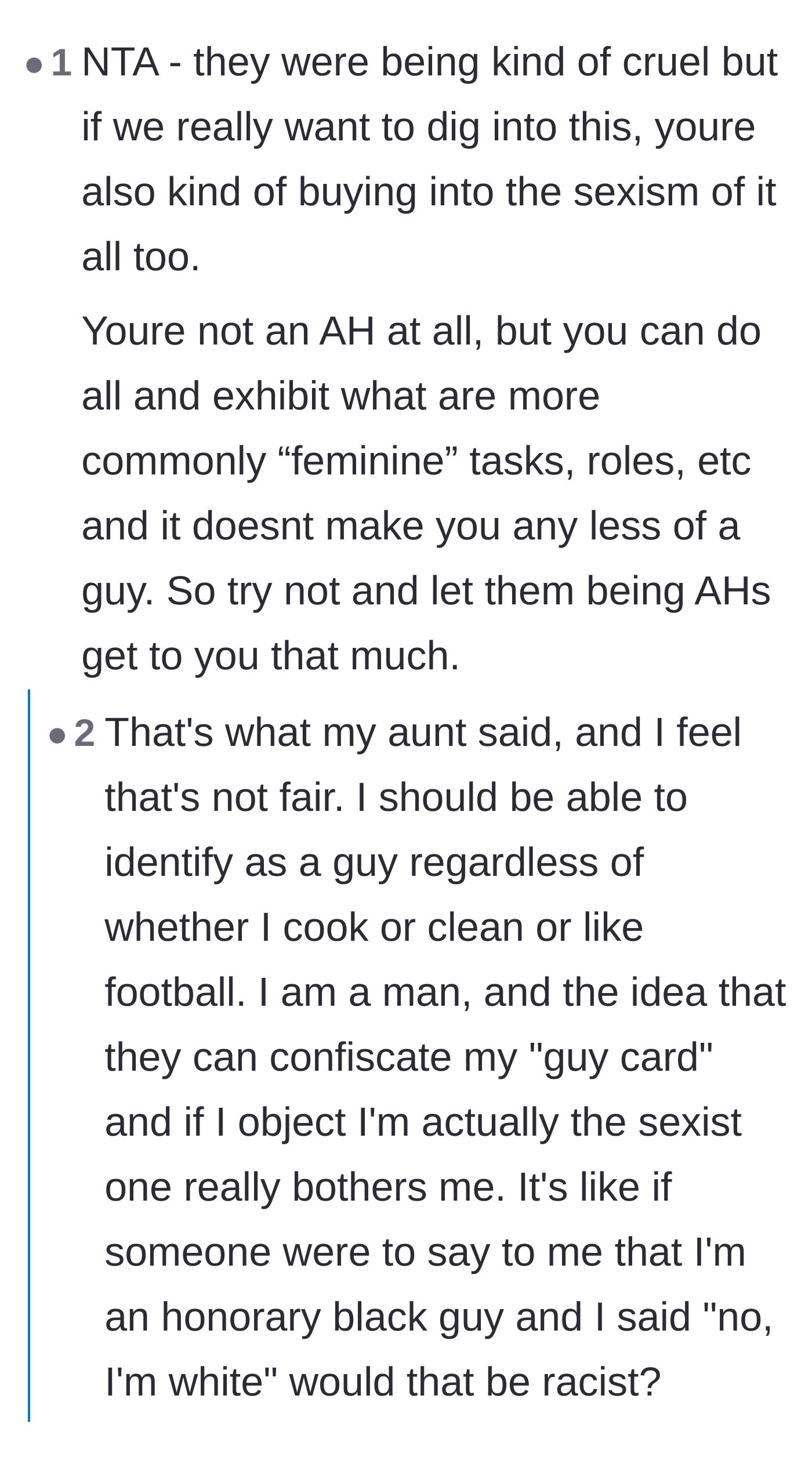 Comment thread 4 - A nuanced conversation about gender roles, with the son expressing his deep desire for his family's basic respect.