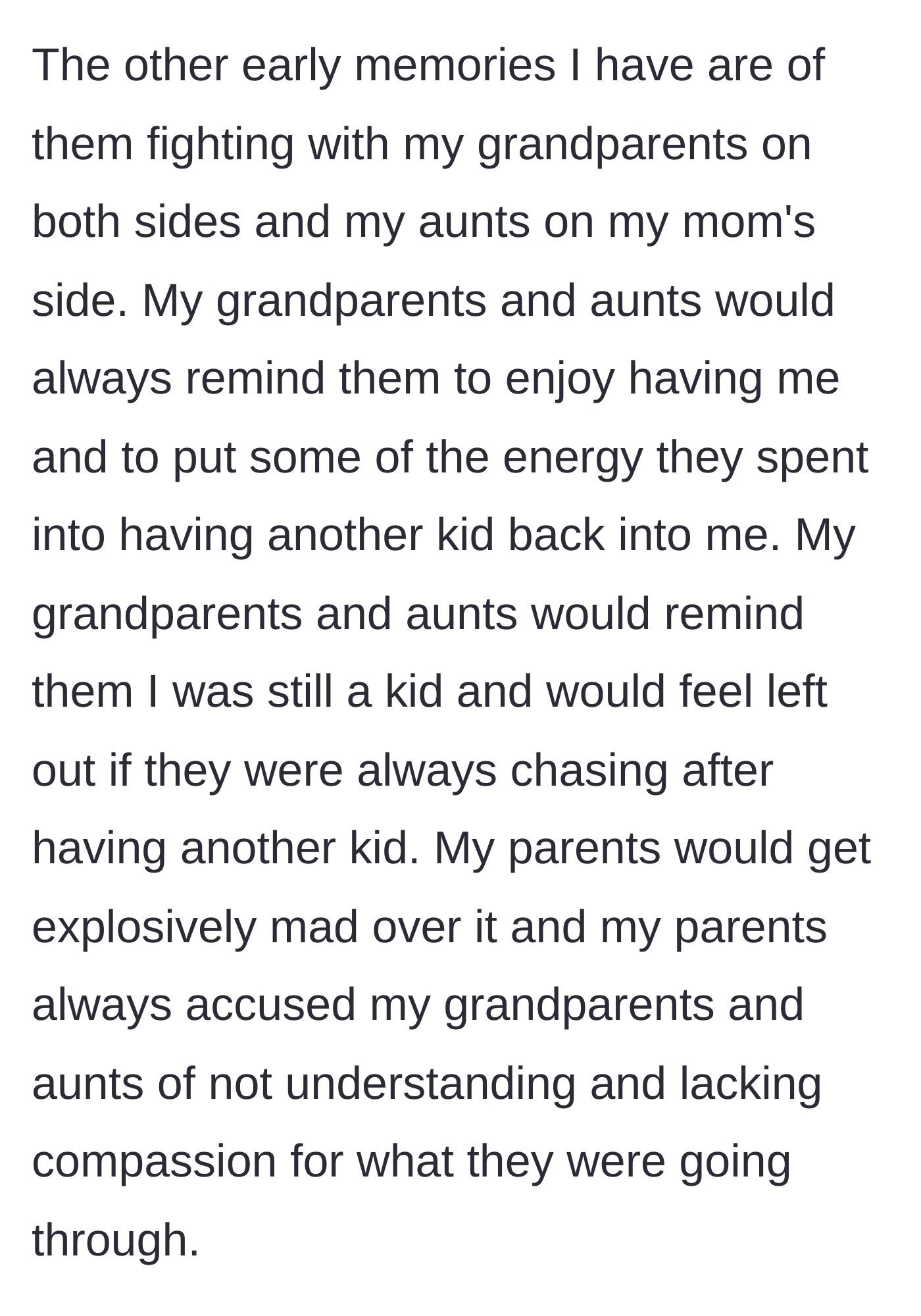 Story part 2 - Grandparents and aunts arguing with defensive parents in a living room.