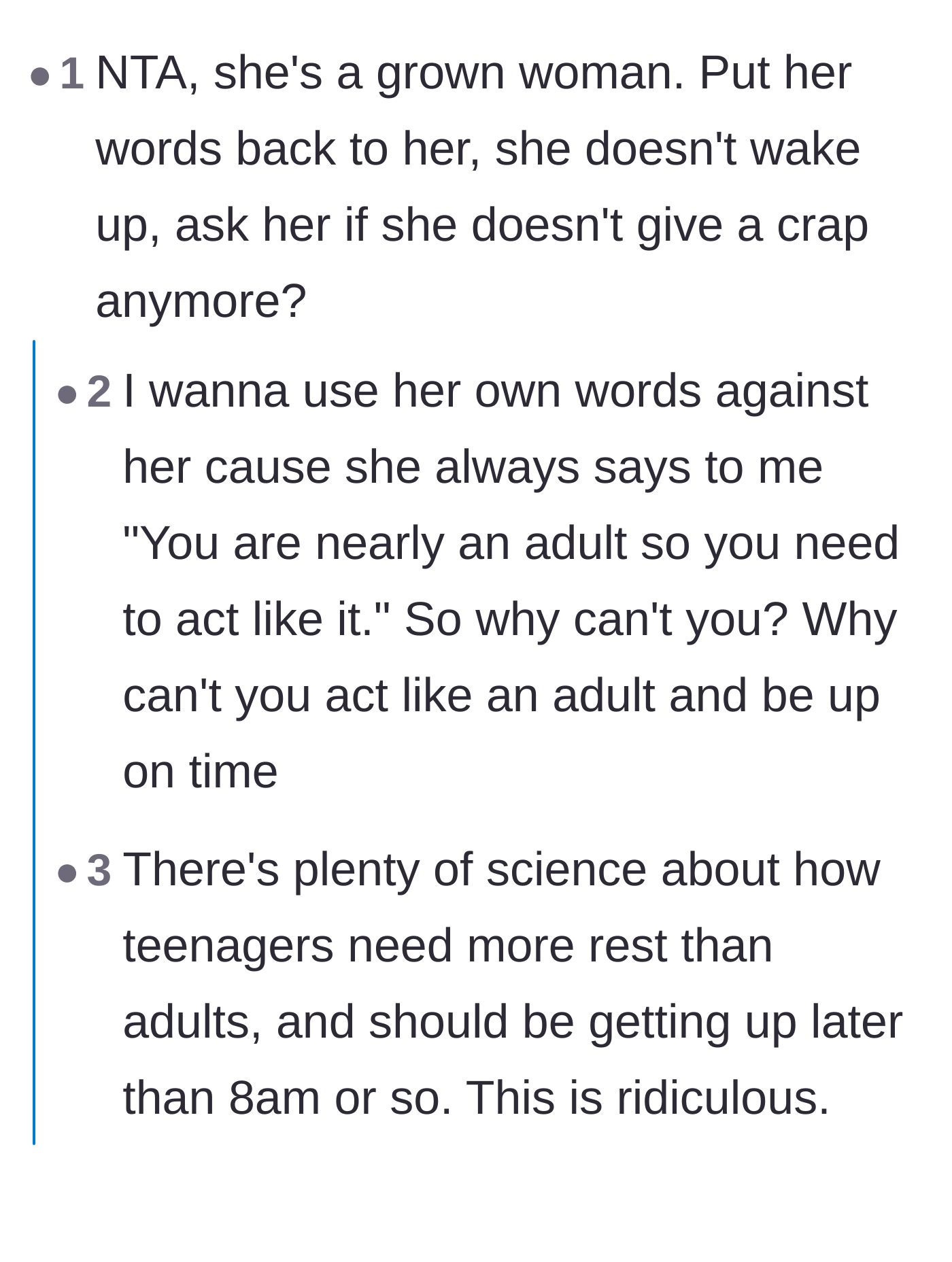 Comment thread 1 - Readers advise the teen to use his stepmother's own words against her, while discovering the father is equally neglectful.