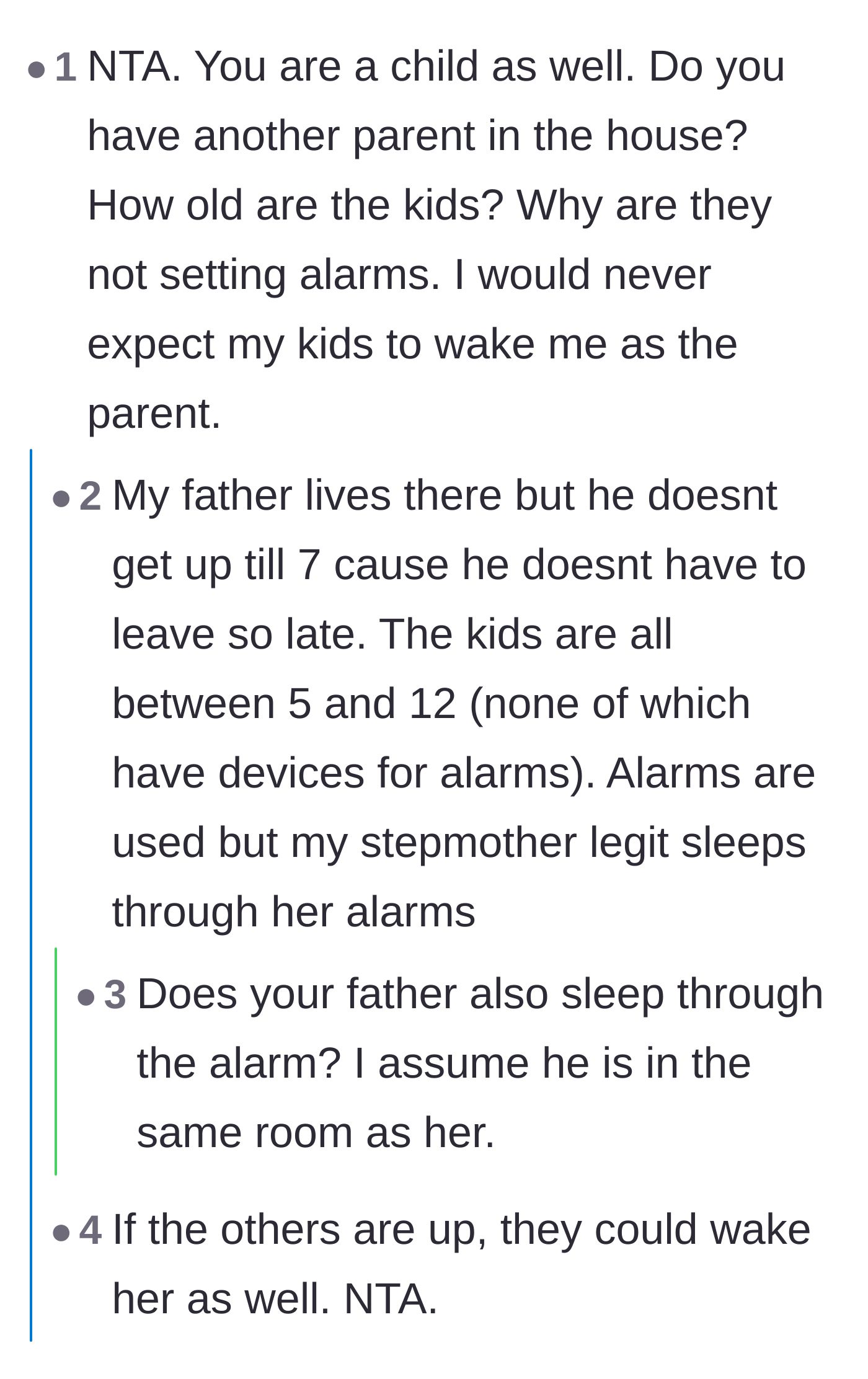 Comment thread 2 - A discussion about the absent father's complicity and the expectation that the teen pick up both parents' slack.
