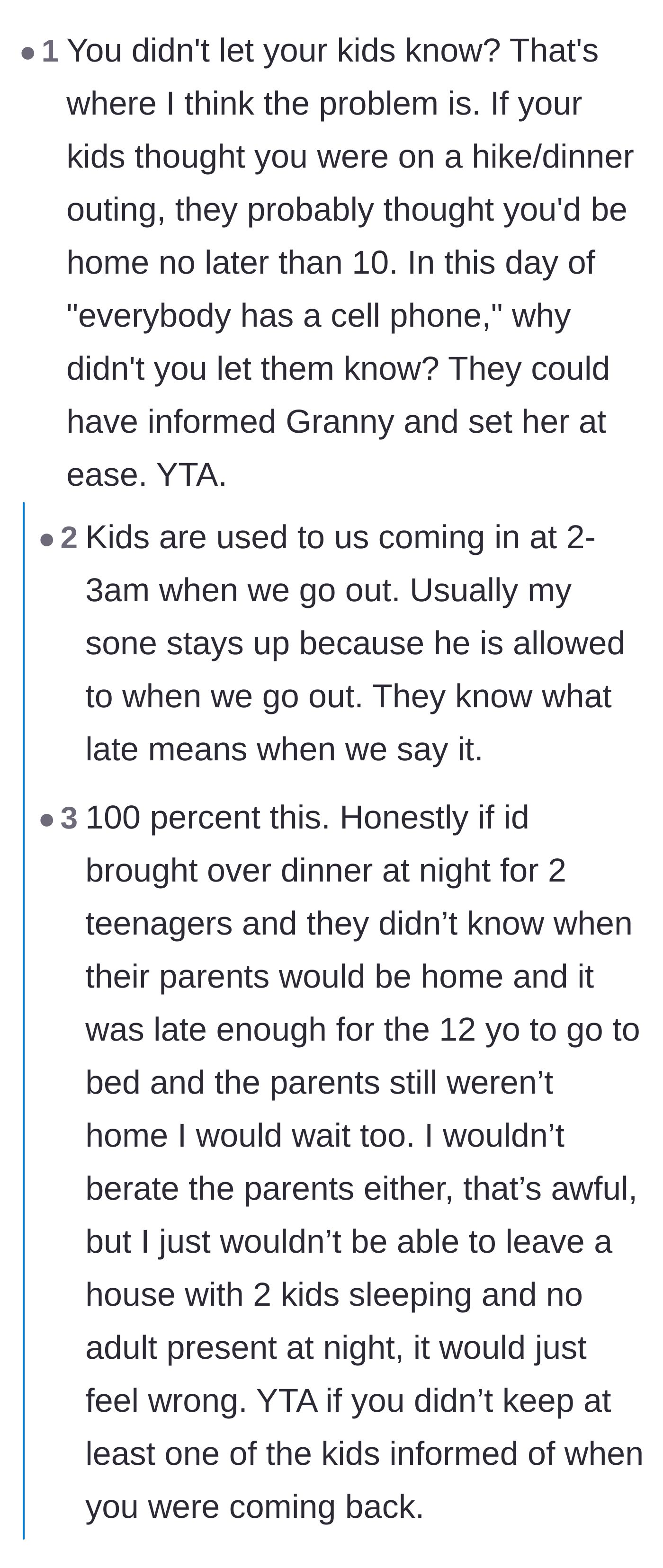 Comment thread 4 - Critics accusing the parents of neglect for not providing hourly updates to their teenagers.