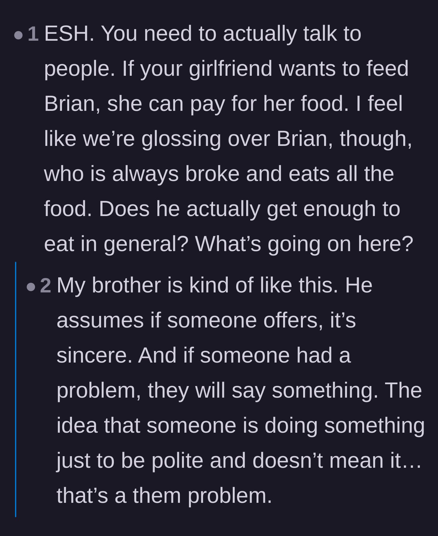 Comment thread 5 - A deep dive into the psychology of boundary-pushers who intentionally exploit overly polite people.