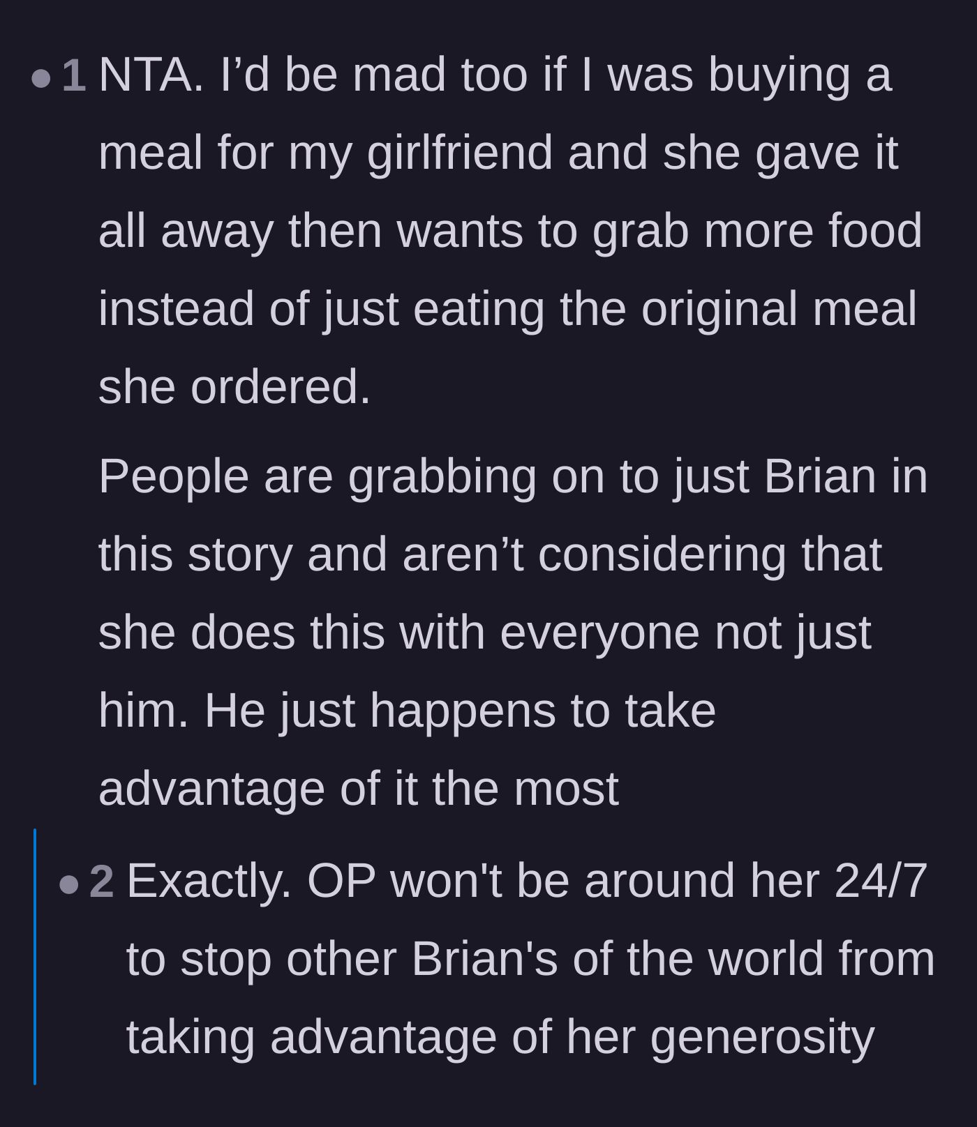 Comment thread 6 - Reminder that the girlfriend's excessive sharing is a universal problem, not just an issue with one friend.