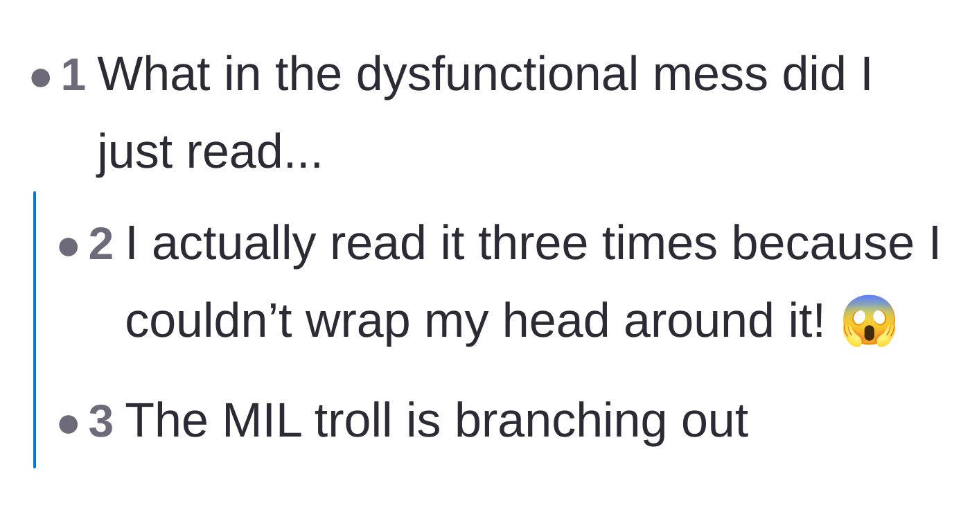 Comment thread 2 - Readers expressing pure disbelief and shock at the absurdity of the story.