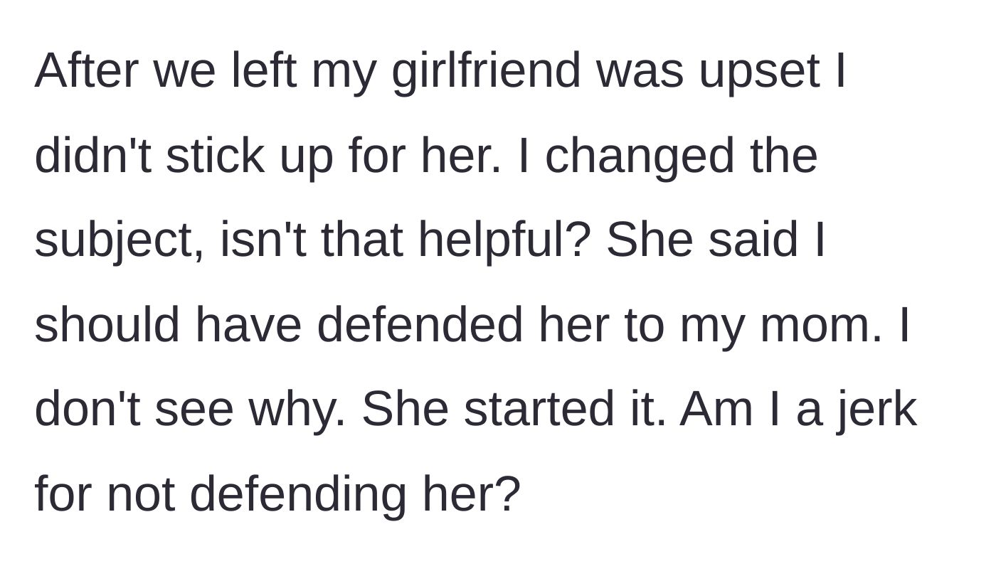 Story part 4 - The girlfriend confronts the narrator for not defending her, leading to a tense standoff.