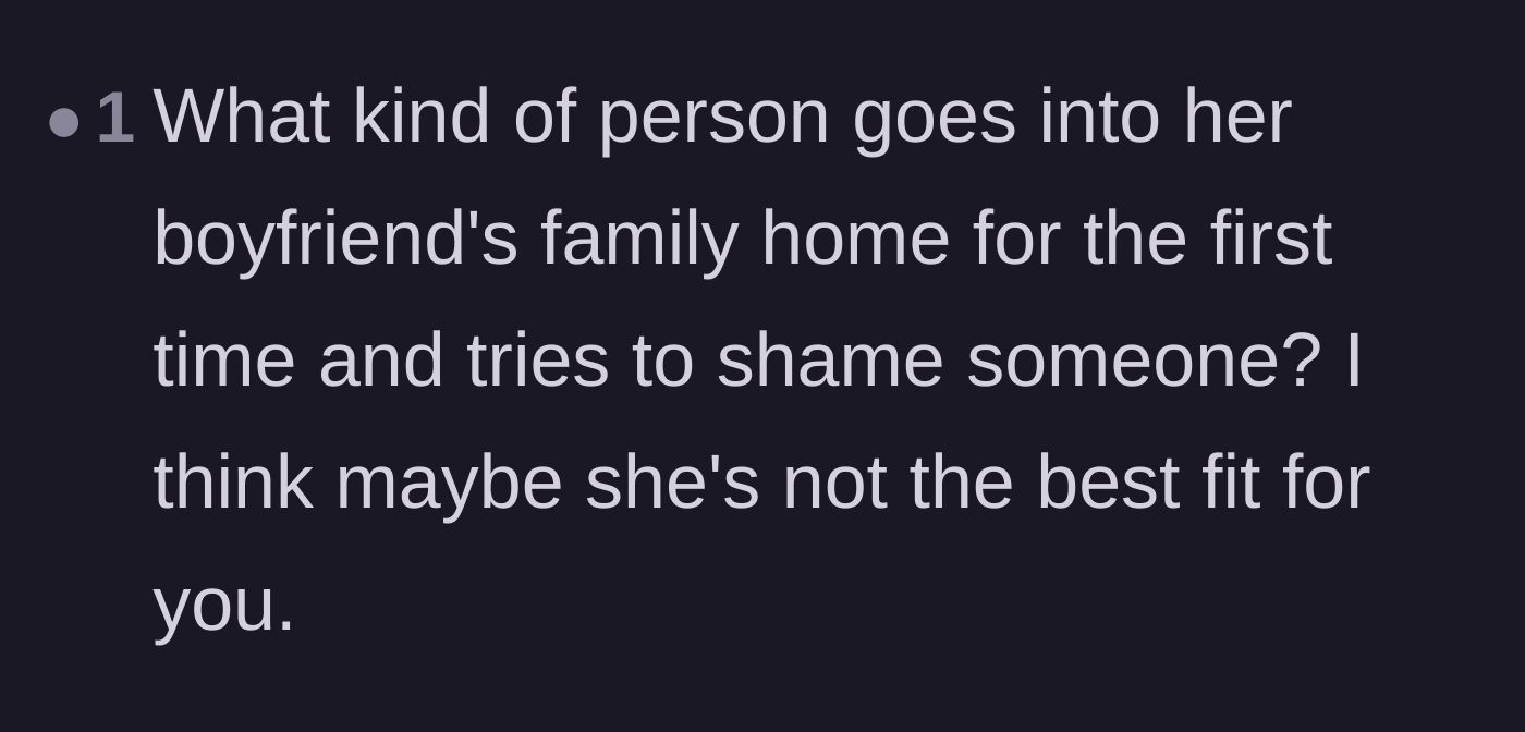 Comment thread 5 - A direct question about the girlfriend's character and her long-term compatibility with the narrator.