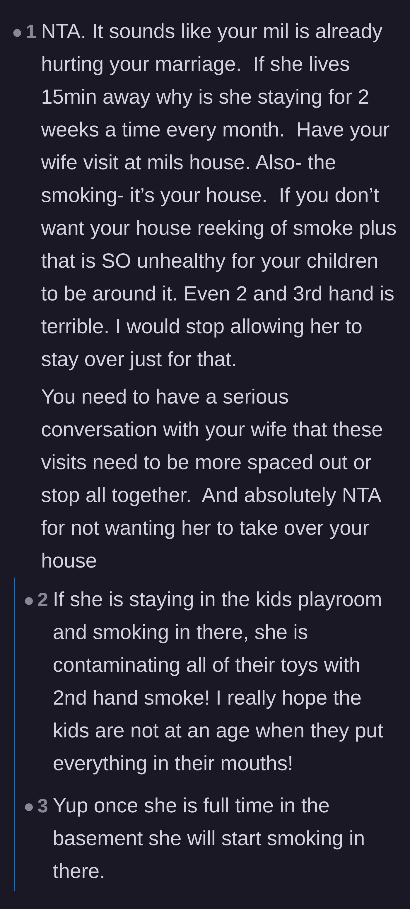 Comment thread 4 - Commenters questioning why a 15-minute drive justifies two-week sleepovers and warning about third-hand smoke on children's toys.