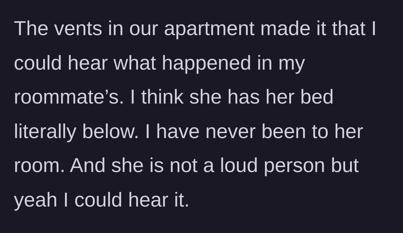Story part 2 - An air vent connecting two apartment bedrooms.