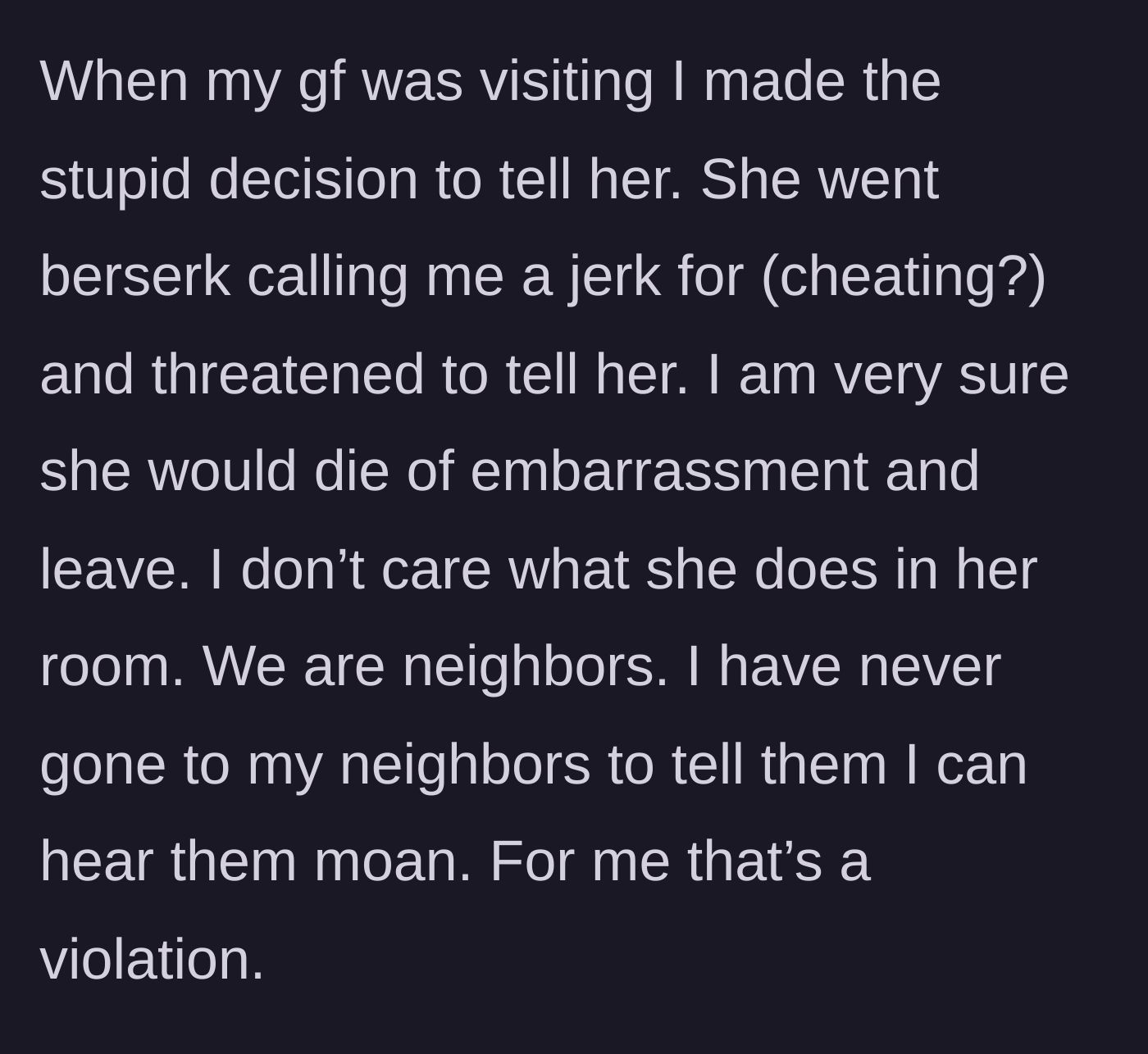Story part 4 - A girlfriend yelling angrily at her boyfriend in a shared apartment.