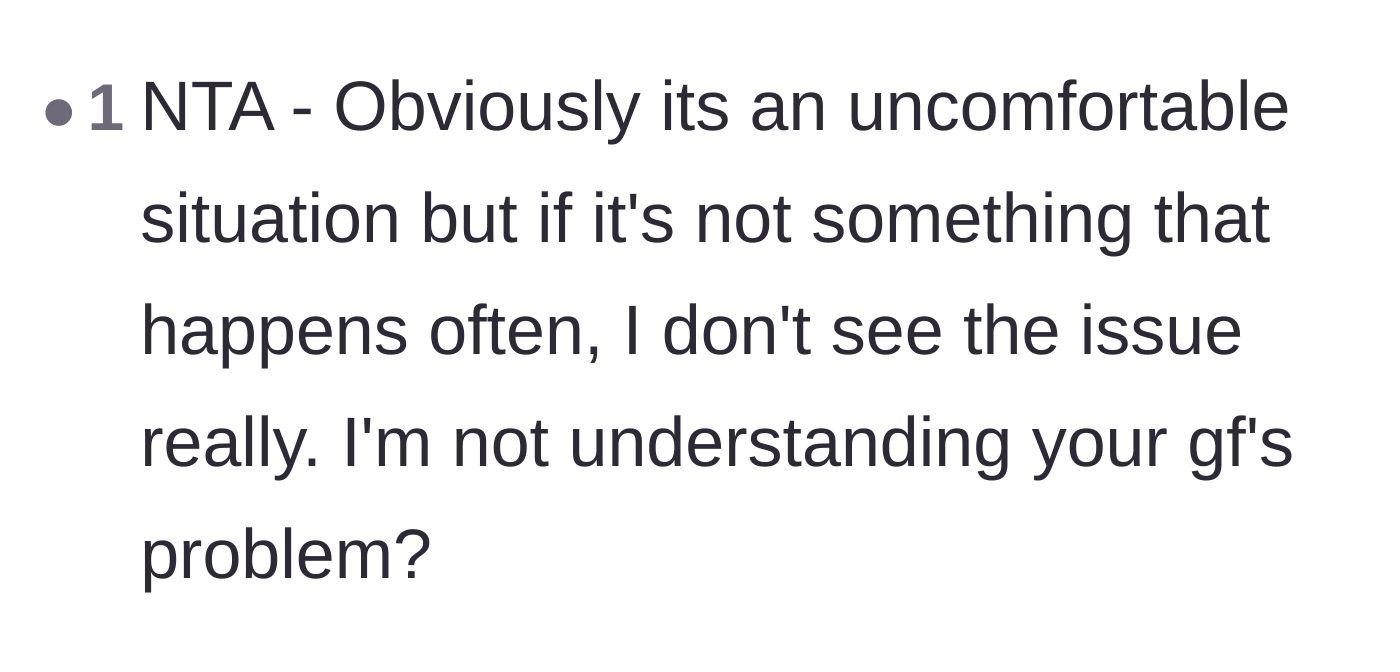 Comment thread 2 - Expressing sheer confusion over the girlfriend's unreasonable reaction.