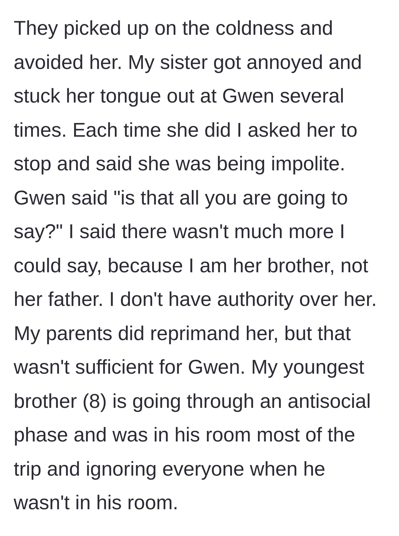 Story part 4 - Sister sticks her tongue out, and the girlfriend demands the boyfriend punish her.