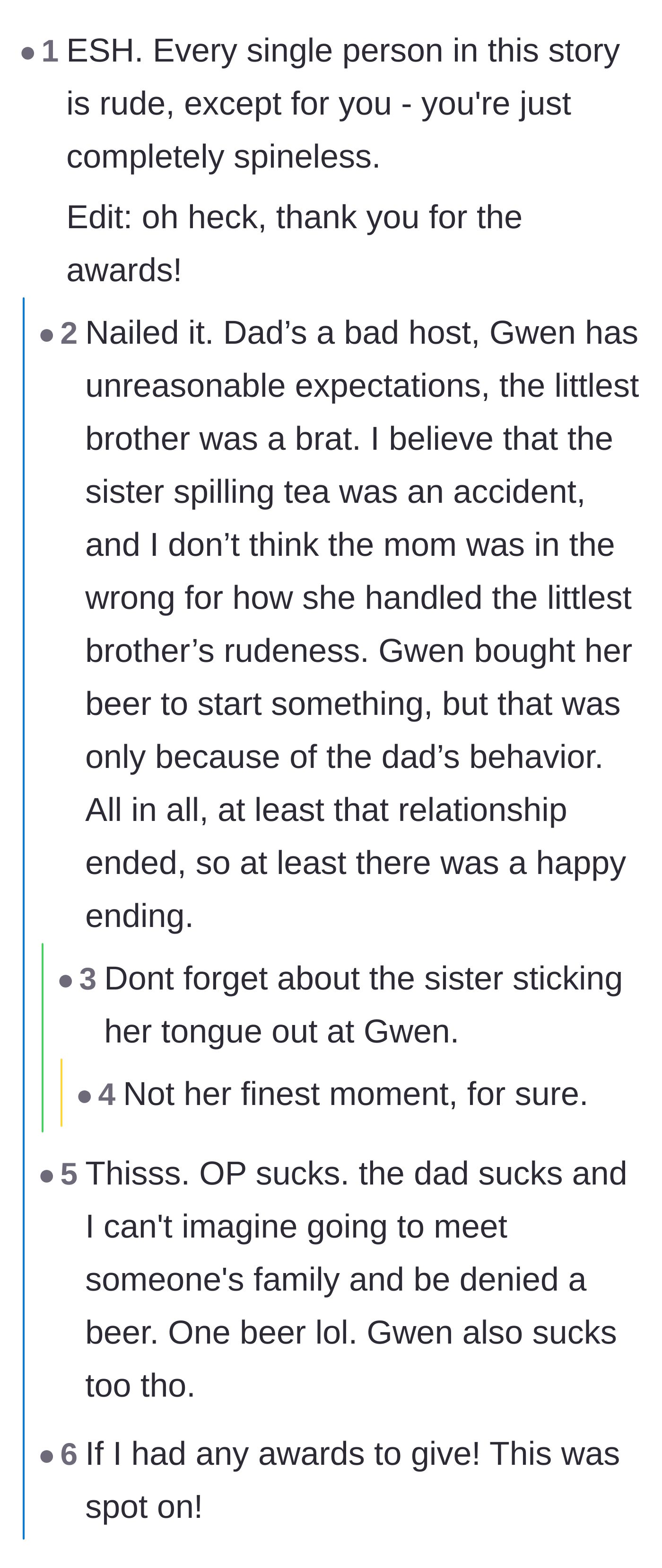 Comment thread 4 - A harsh but accurate breakdown of how every single person contributed to the toxic weekend.