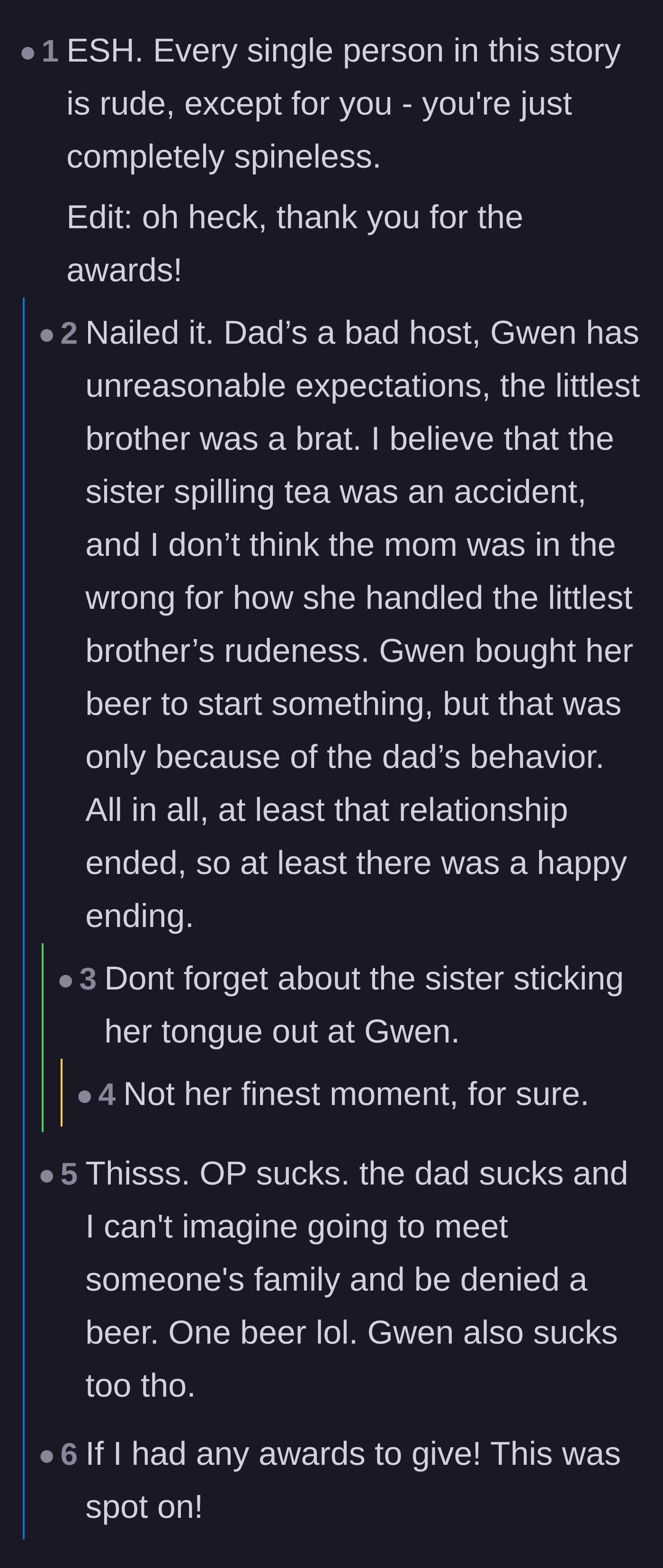 Comment thread 4 - A harsh but accurate breakdown of how every single person contributed to the toxic weekend.