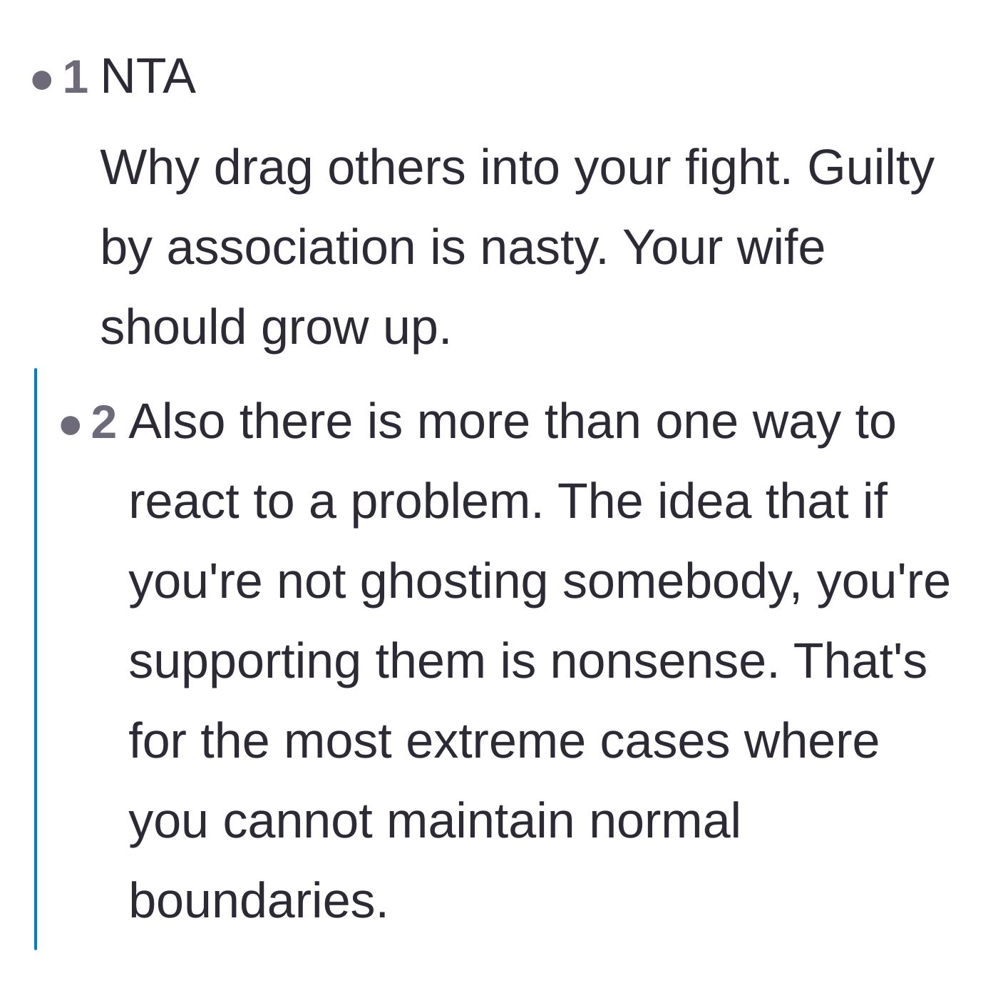 Comment thread 2 - Analyzing the toxicity of 'guilty by association' and pointing out that not ghosting someone isn't the same as supporting them.