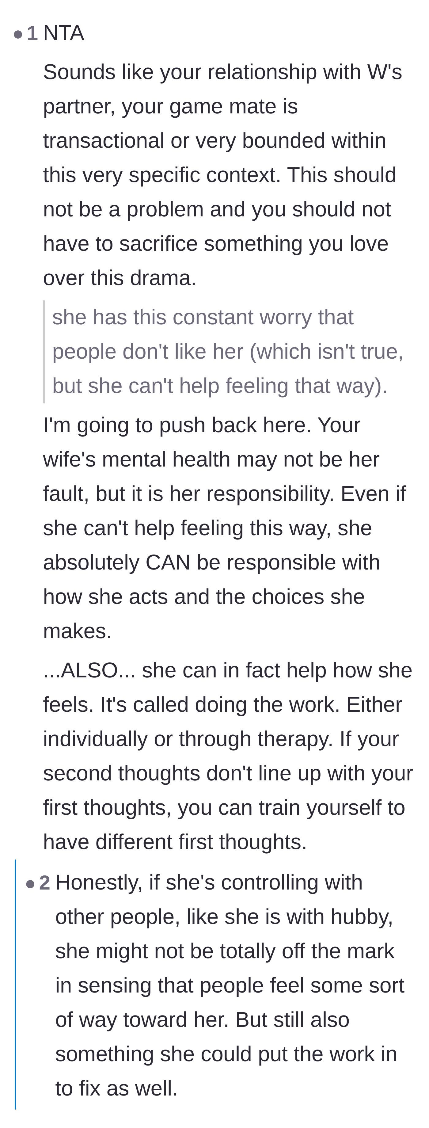 Comment thread 3 - A deep dive into how the wife's insecurities are her own responsibility to manage, rather than a burden for her husband to carry.