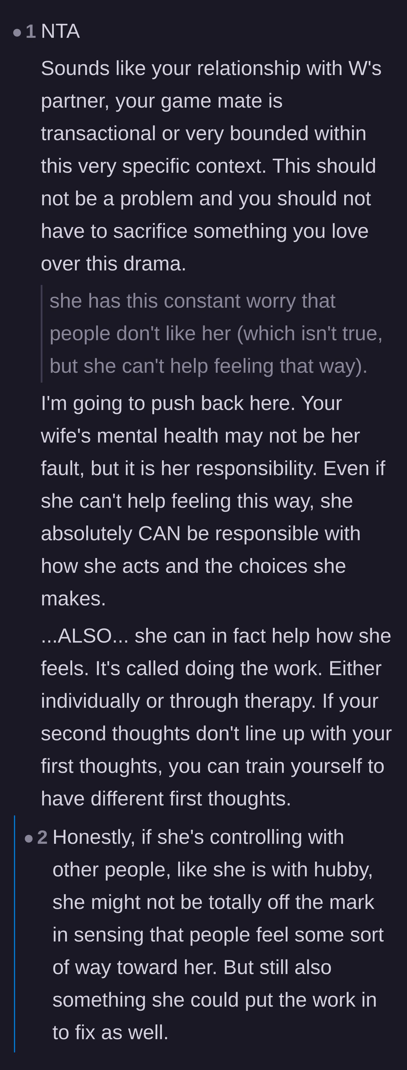 Comment thread 3 - A deep dive into how the wife's insecurities are her own responsibility to manage, rather than a burden for her husband to carry.