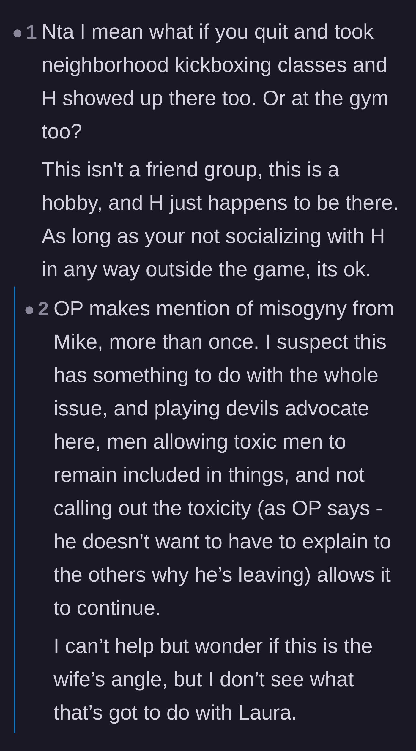 Comment thread 4 - Highlighting the critical difference between an active social circle and a compartmentalized online hobby group.